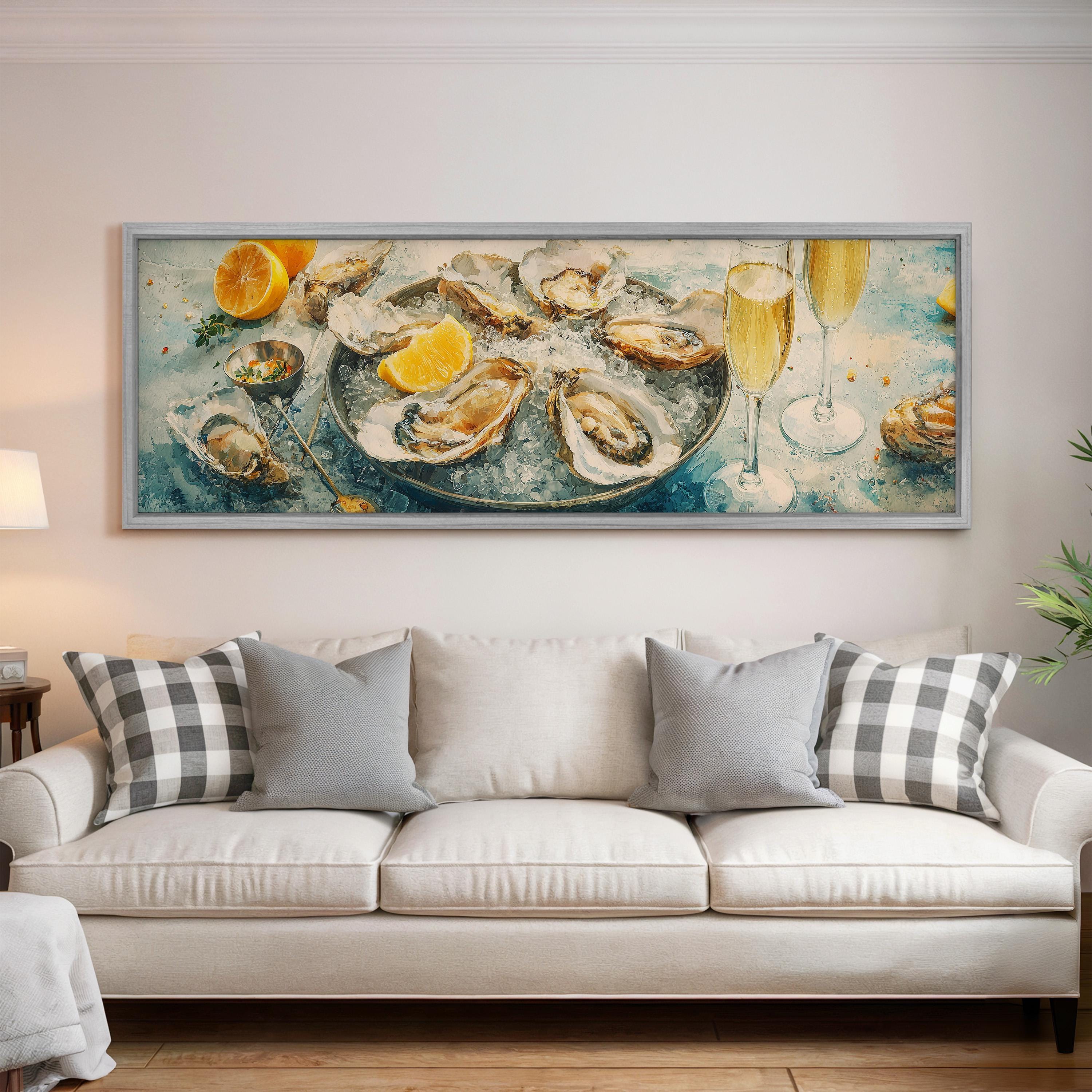 Oyster Seafood Art - Wide Panoramic Canvas