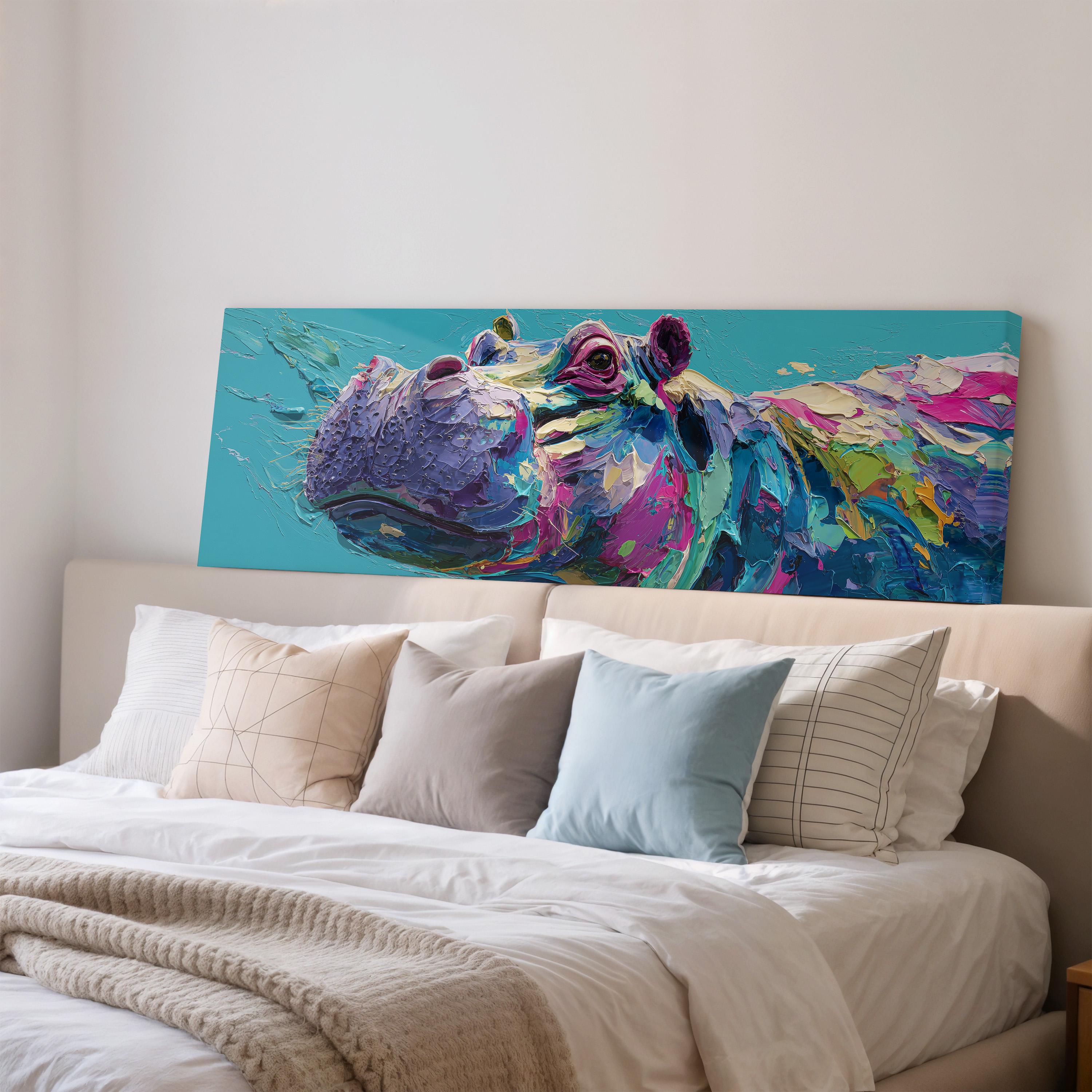 Abstract Hippo - Wide Panoramic Canvas