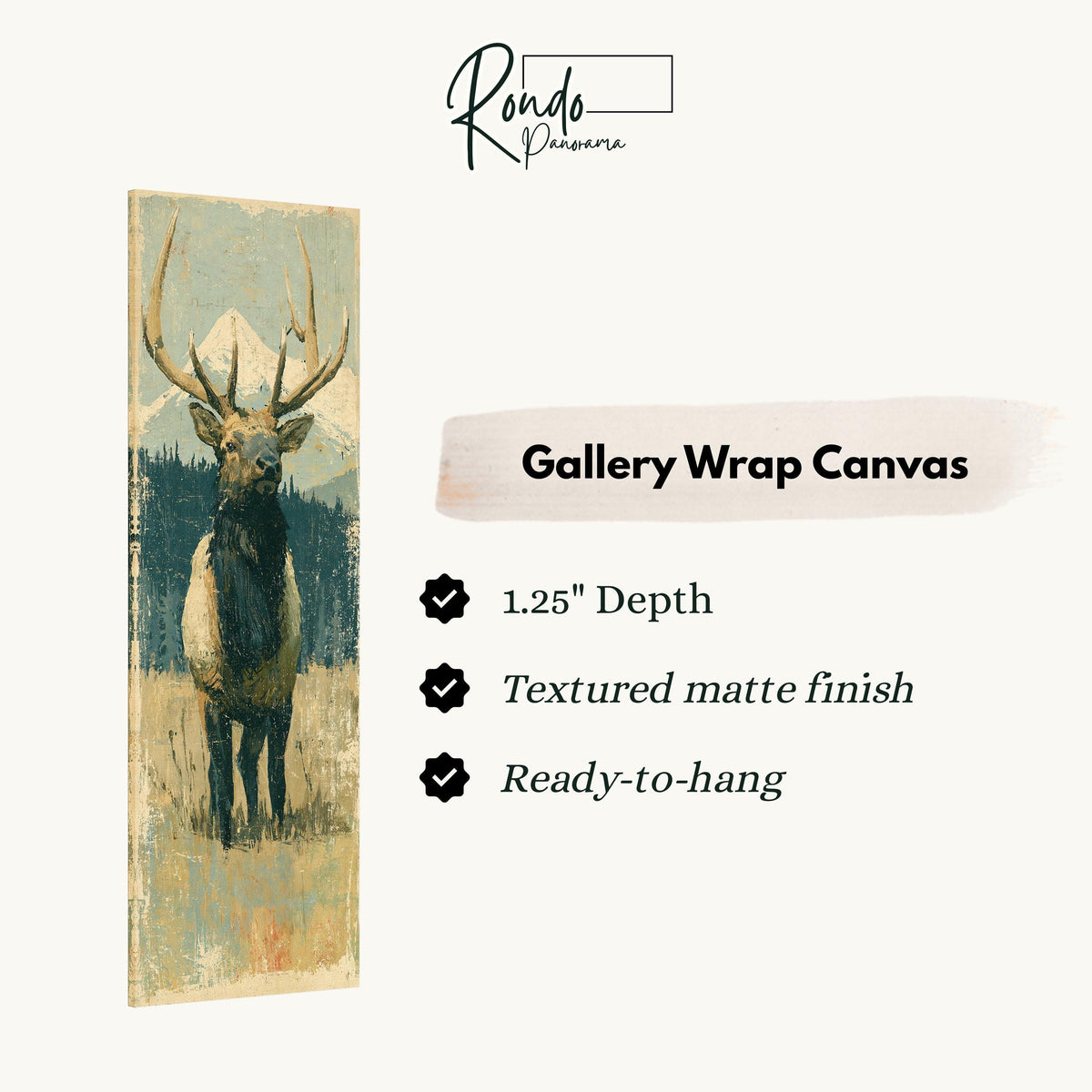 Rustic elk standing in an alpine meadow gallery wrap canvas with the image wrapped around the edges