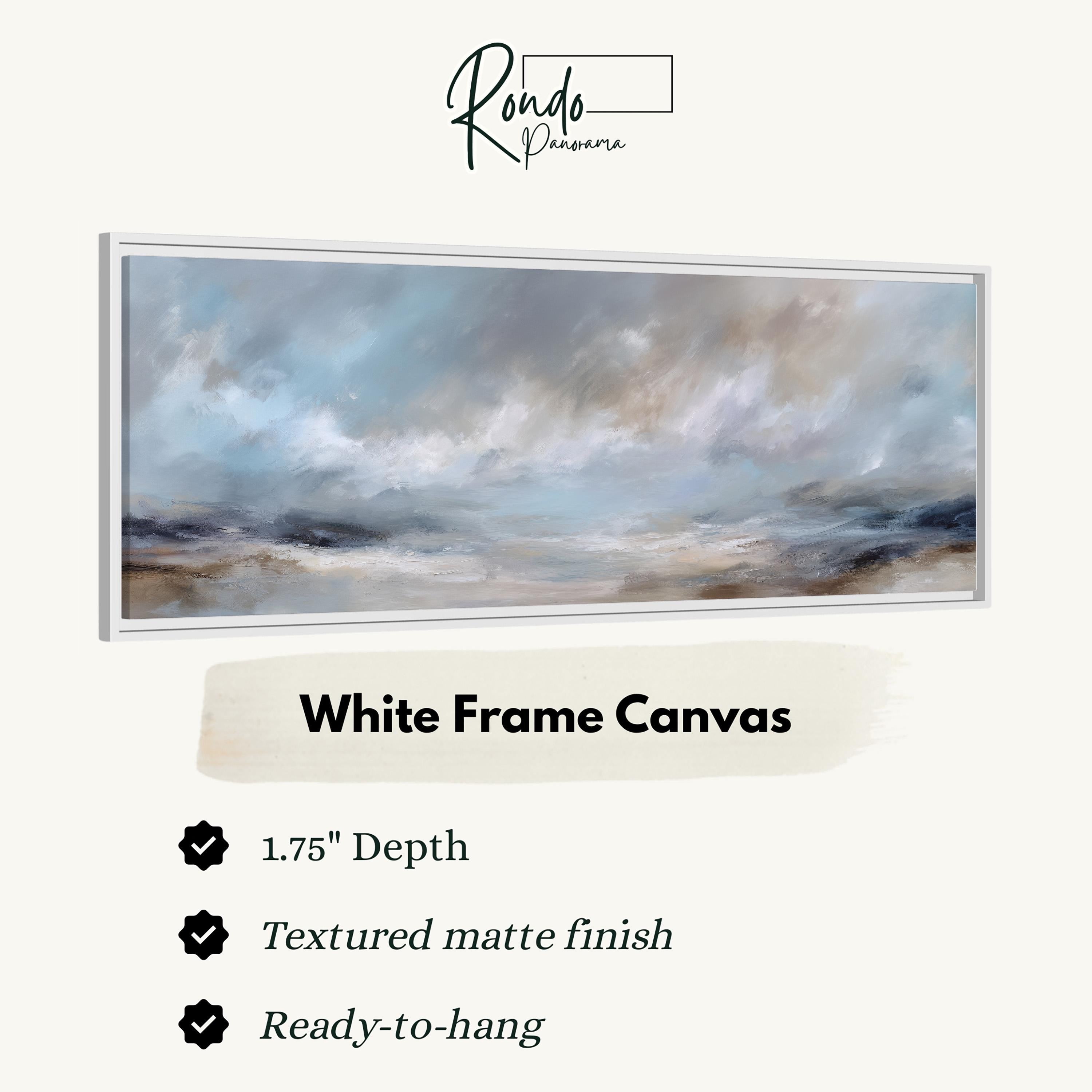 The image is a white frame canvas with a painting of a cloudy sky.