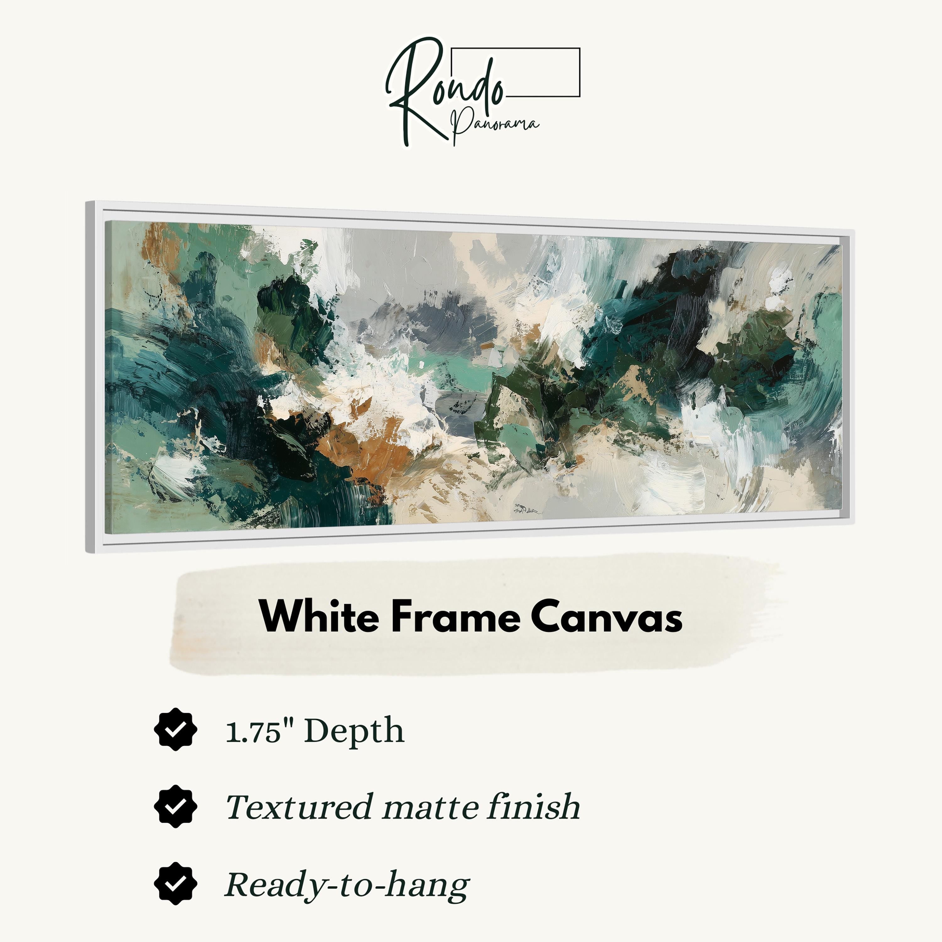 The image is a white frame canvas with an abstract painting on it.