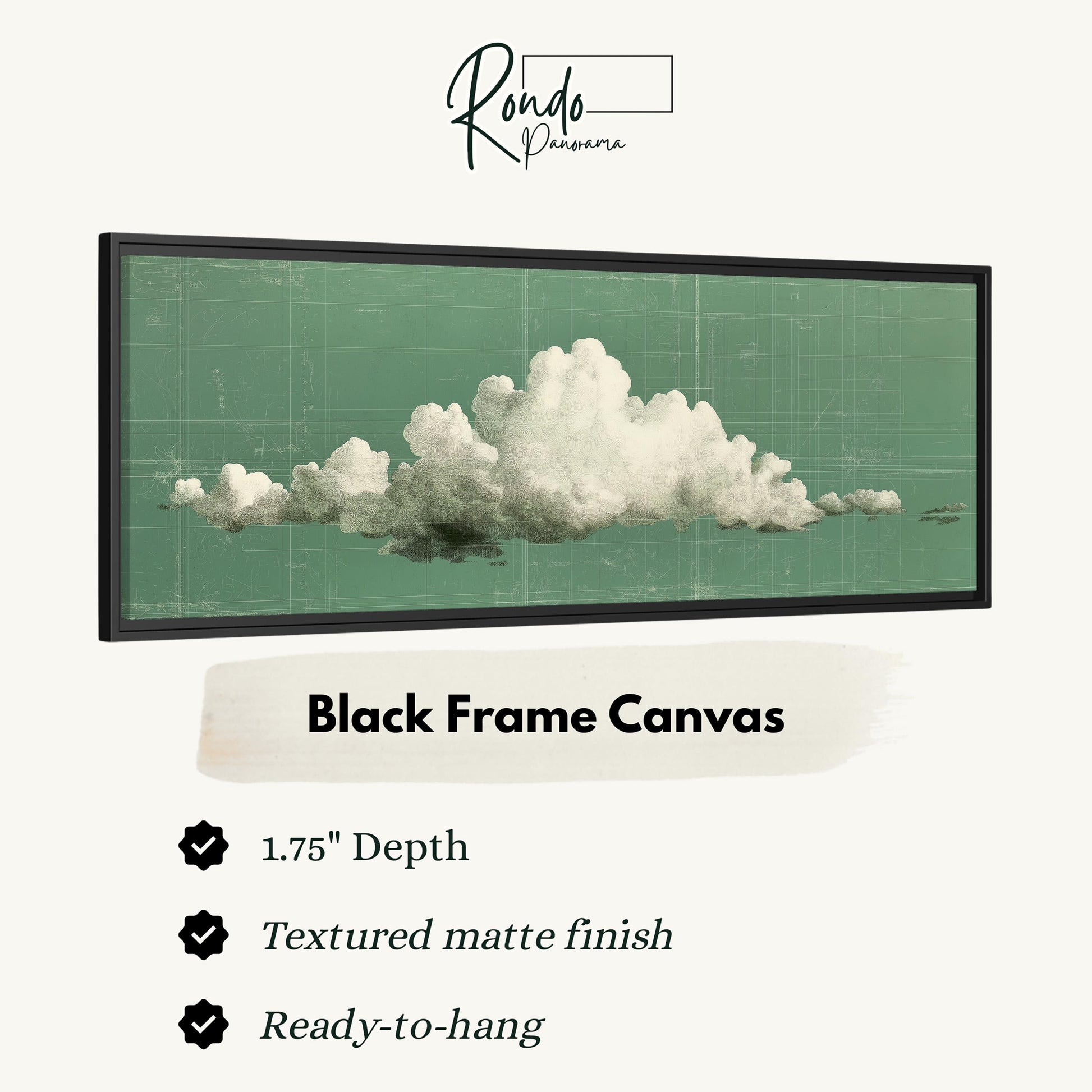 The image is a black frame canvas depicting a large cloud in a green background.