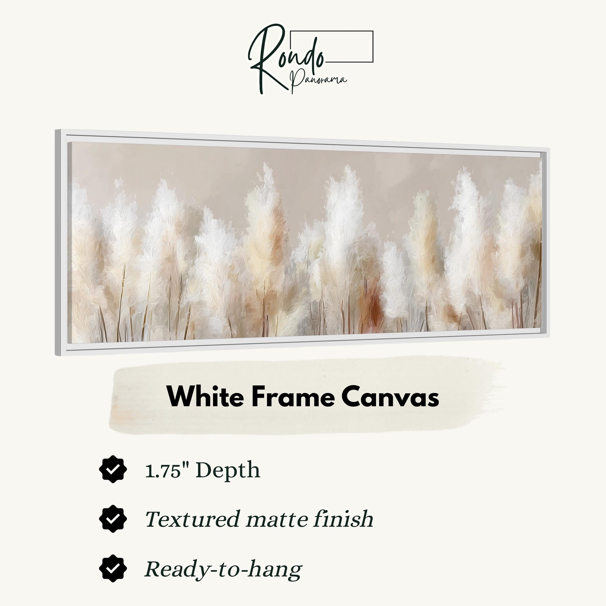 The image is a white frame canvas depicting a field of tall grasses or reeds.