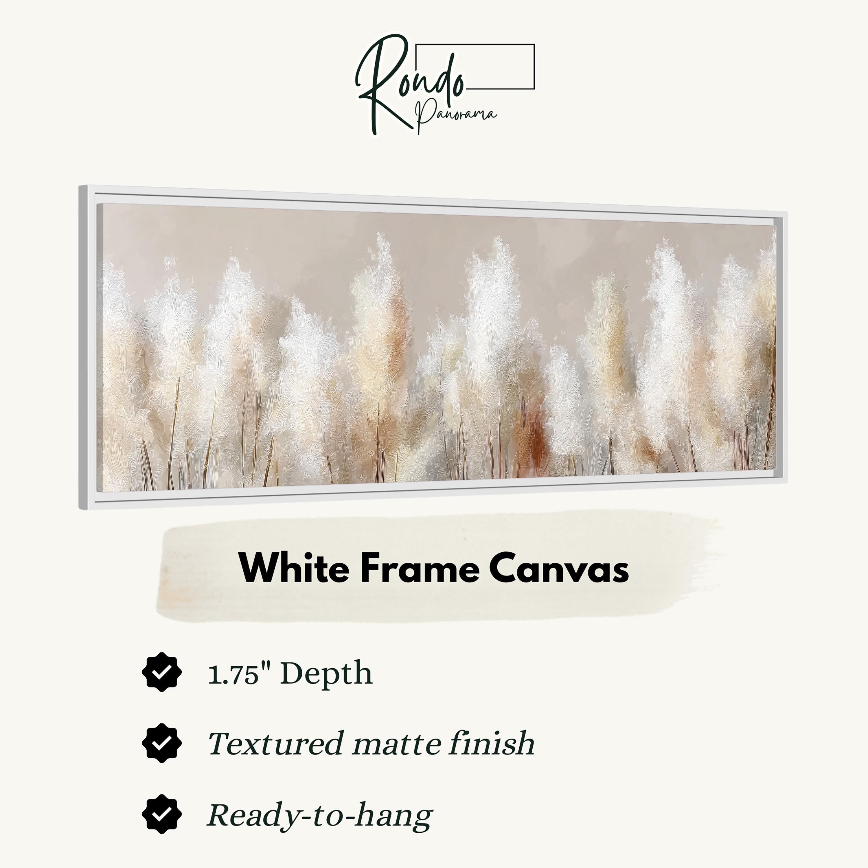 The image is a white frame canvas depicting a field of tall grasses or reeds.