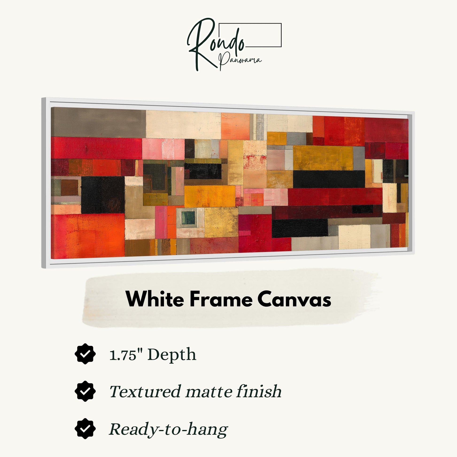 The image is a white frame canvas with a textured matte finish, measuring 1.75" in depth. It is ready to hang and has a textured matte finish.