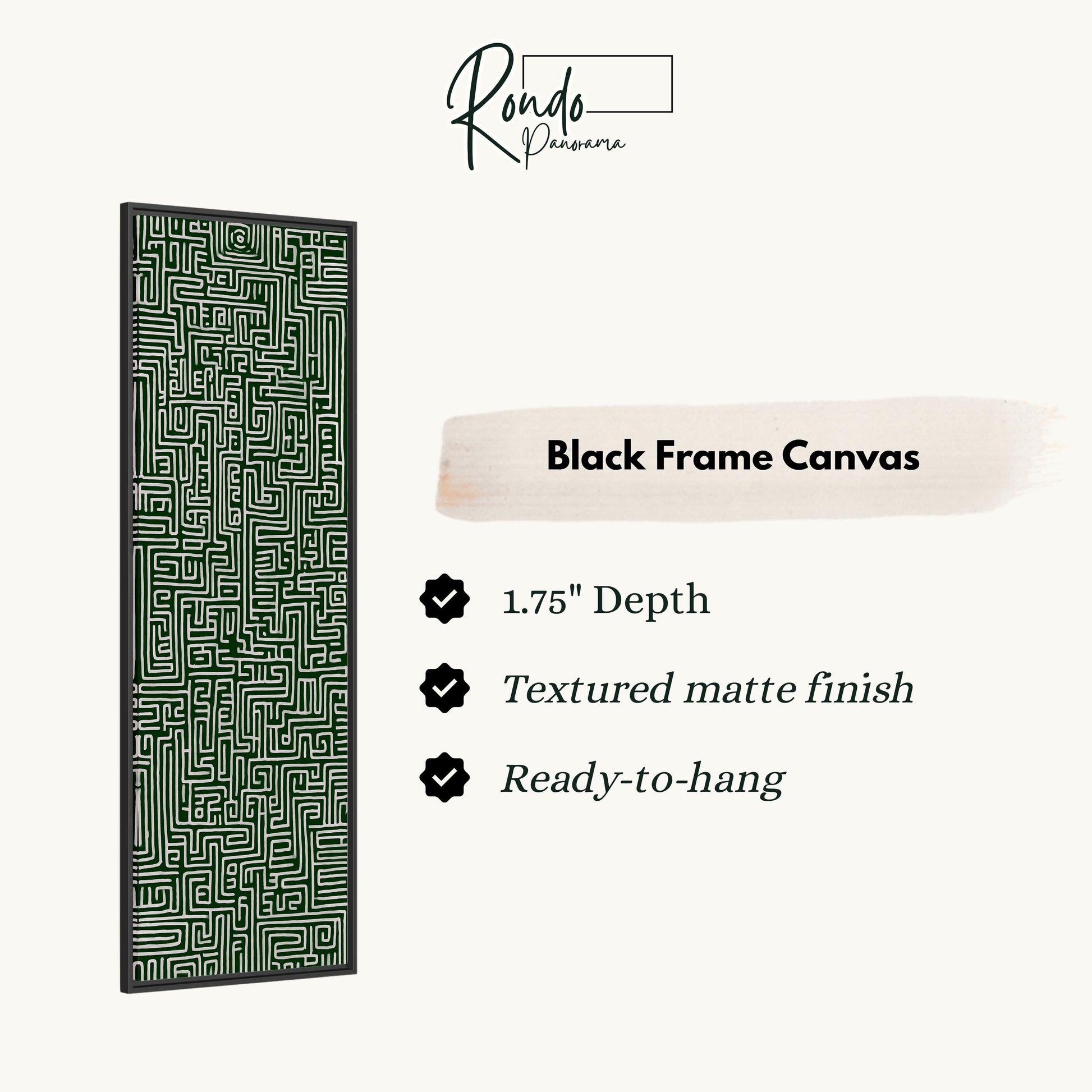 a black frame canvas with a green maze pattern.