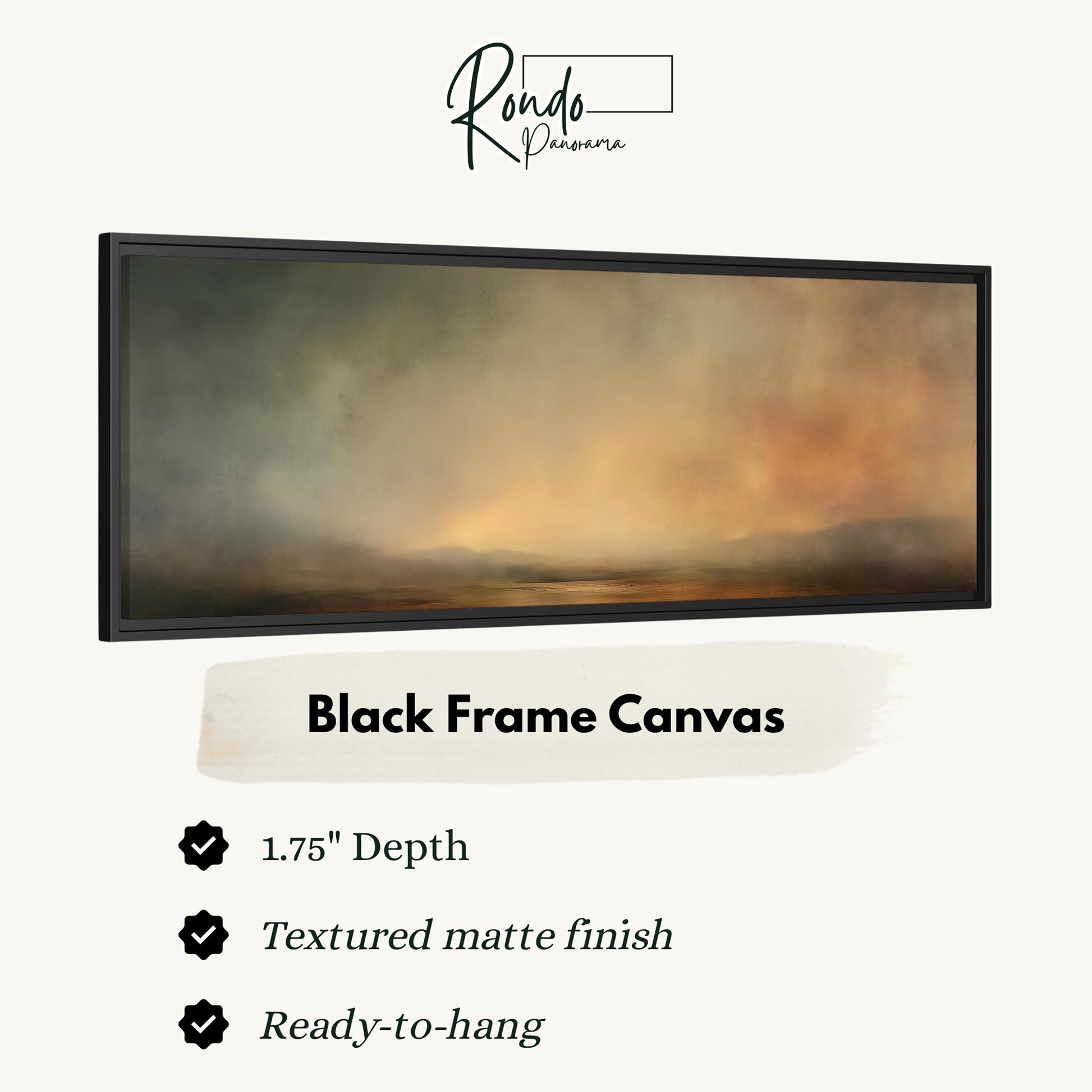 The image is a black frame canvas with a landscape painting on it.