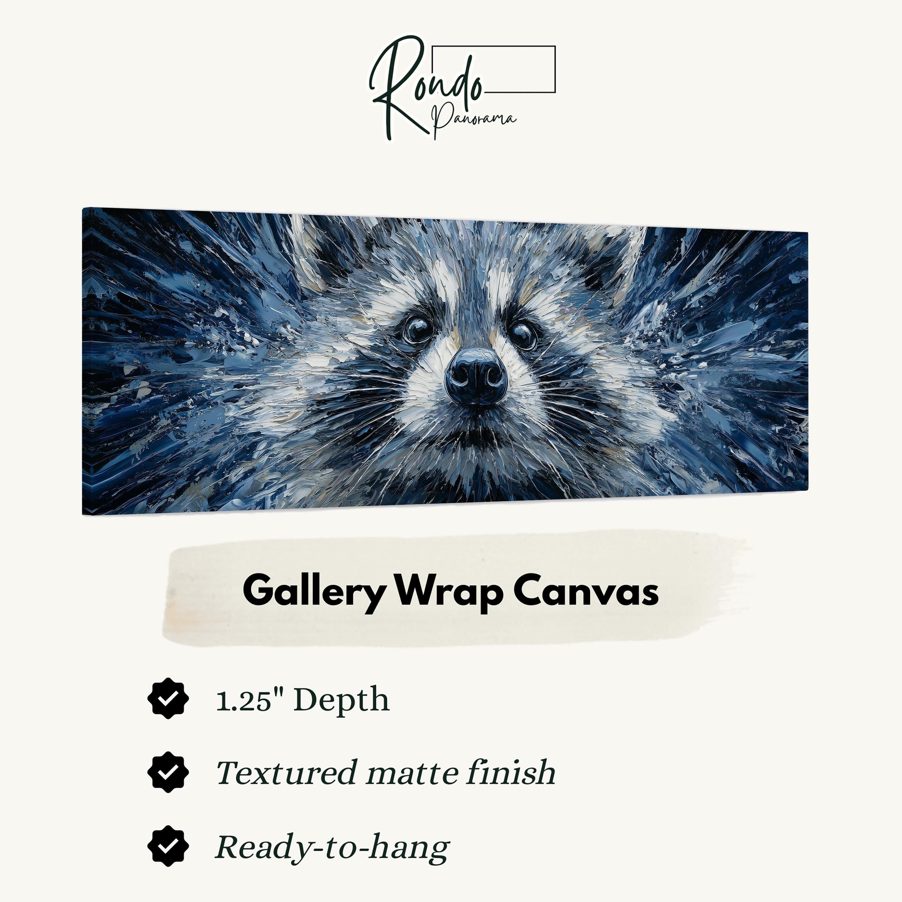 Abstract Raccoon - Wide Panoramic Canvas Art