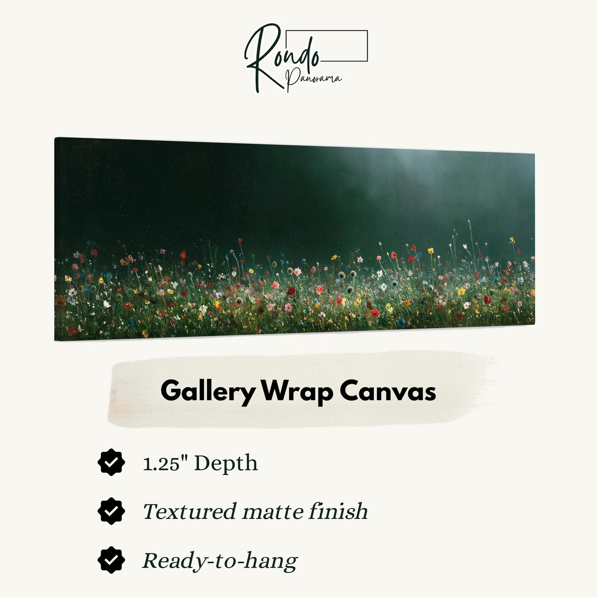 Wildflower field under a misty teal sky gallery wrap canvas with the image wrapped around the edges