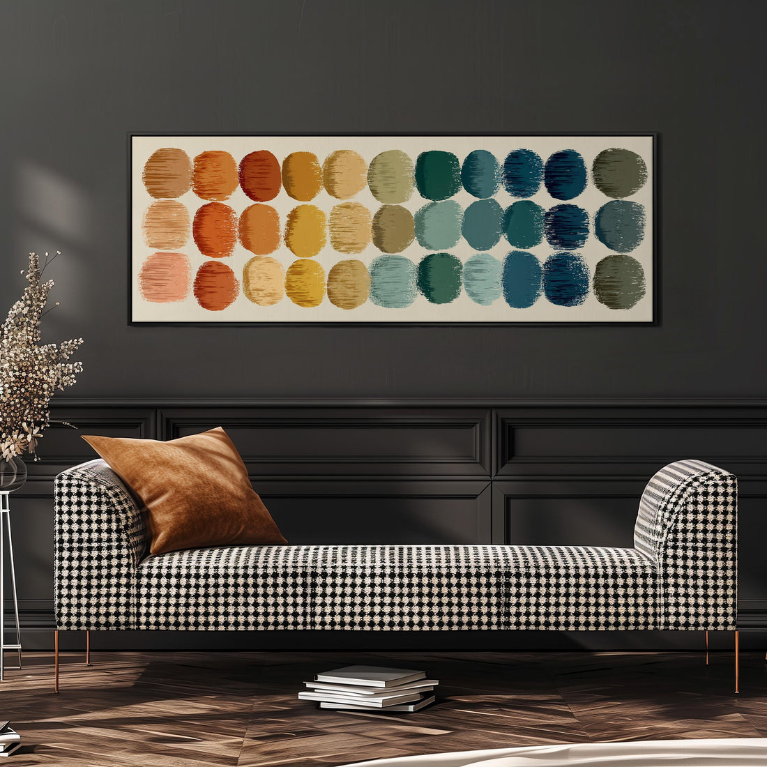 Mid Century Modern Circles - Wide Panoramic Canvas