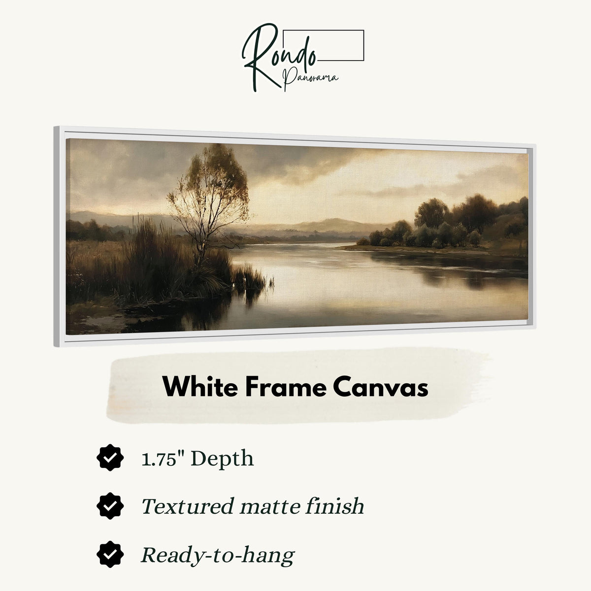 Misty river reflection at dusk canvas print in a white floating frame