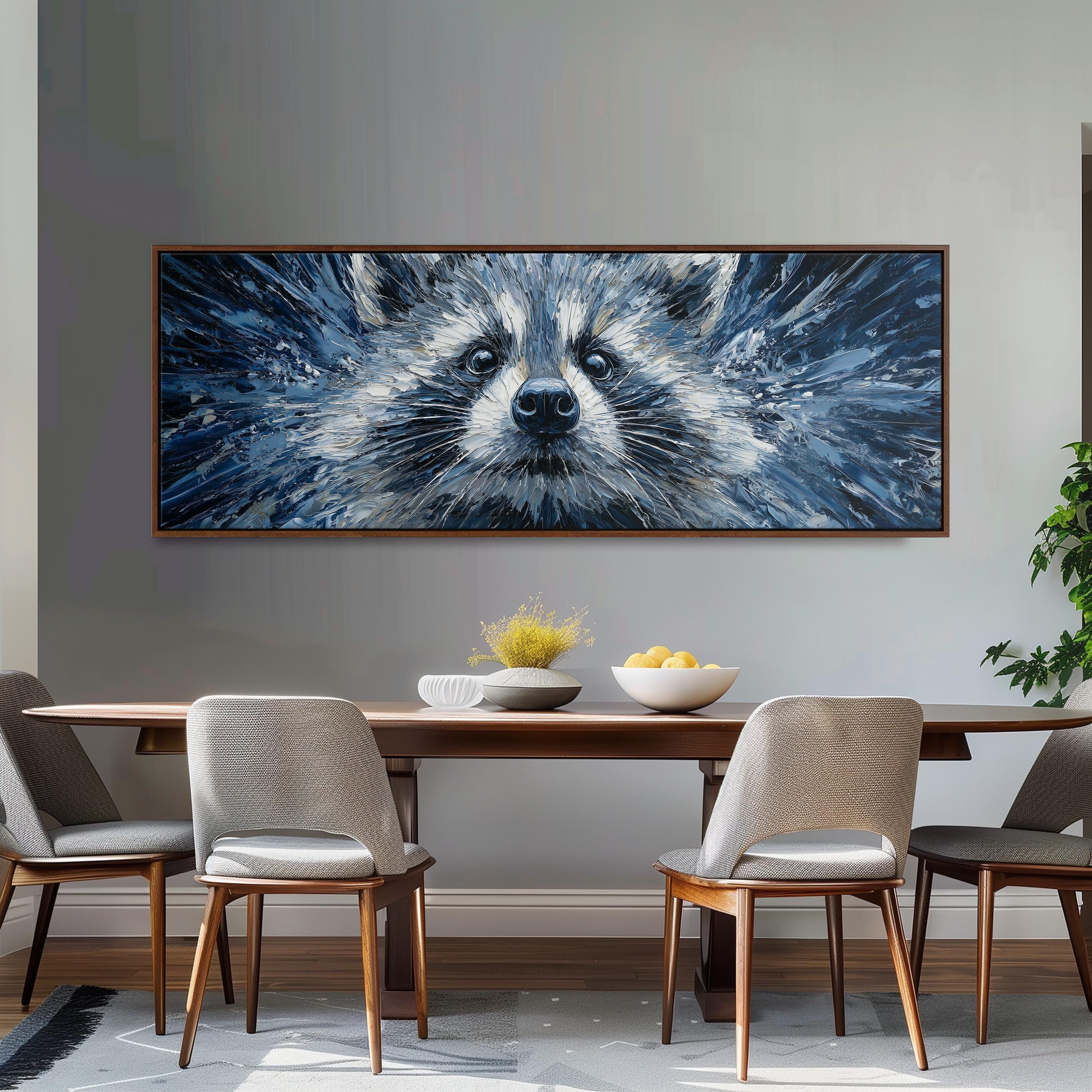 Abstract Raccoon - Wide Panoramic Canvas Art