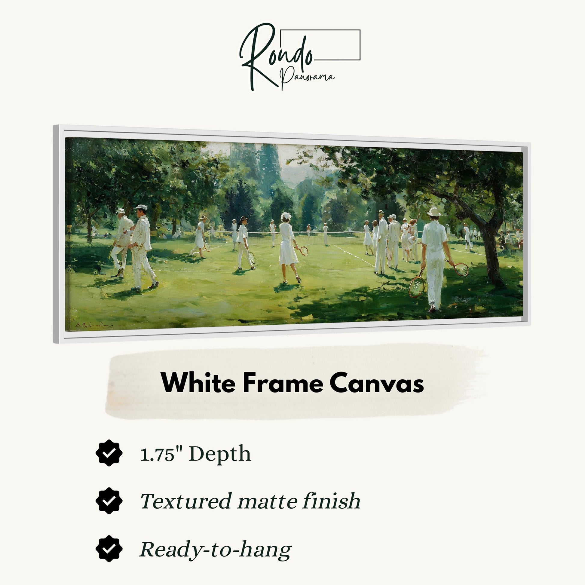 The image is a painting of a group of people playing croquet in a park.