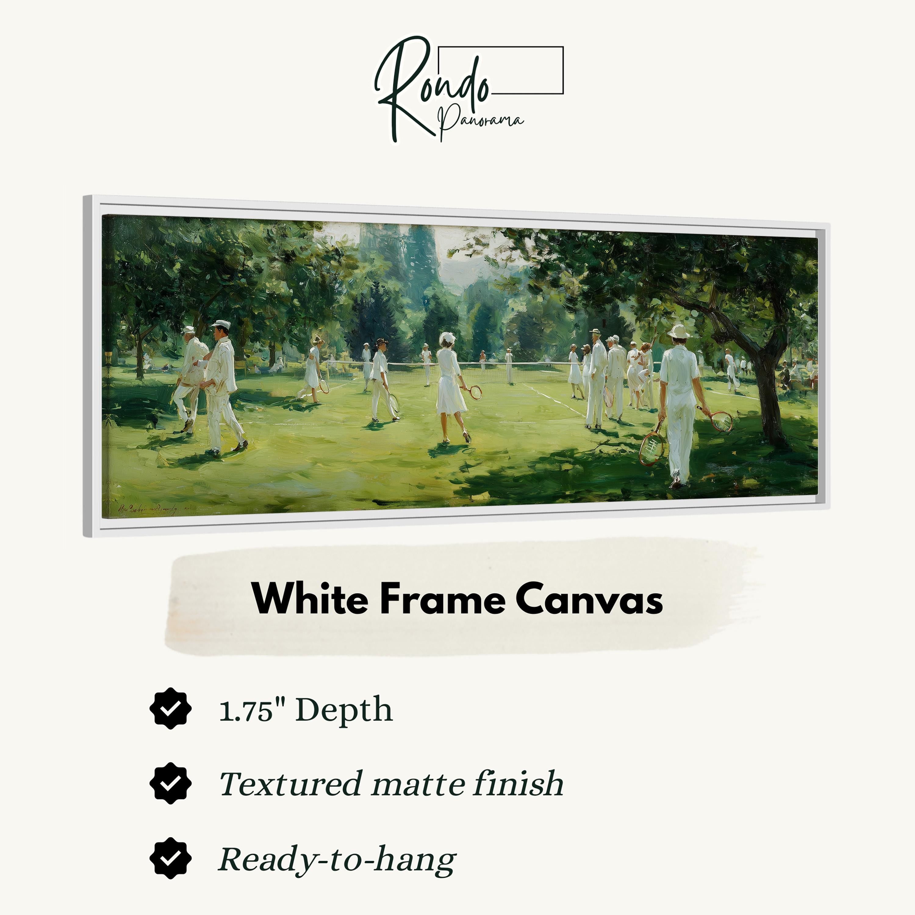The image is a painting of a group of people playing croquet in a park.