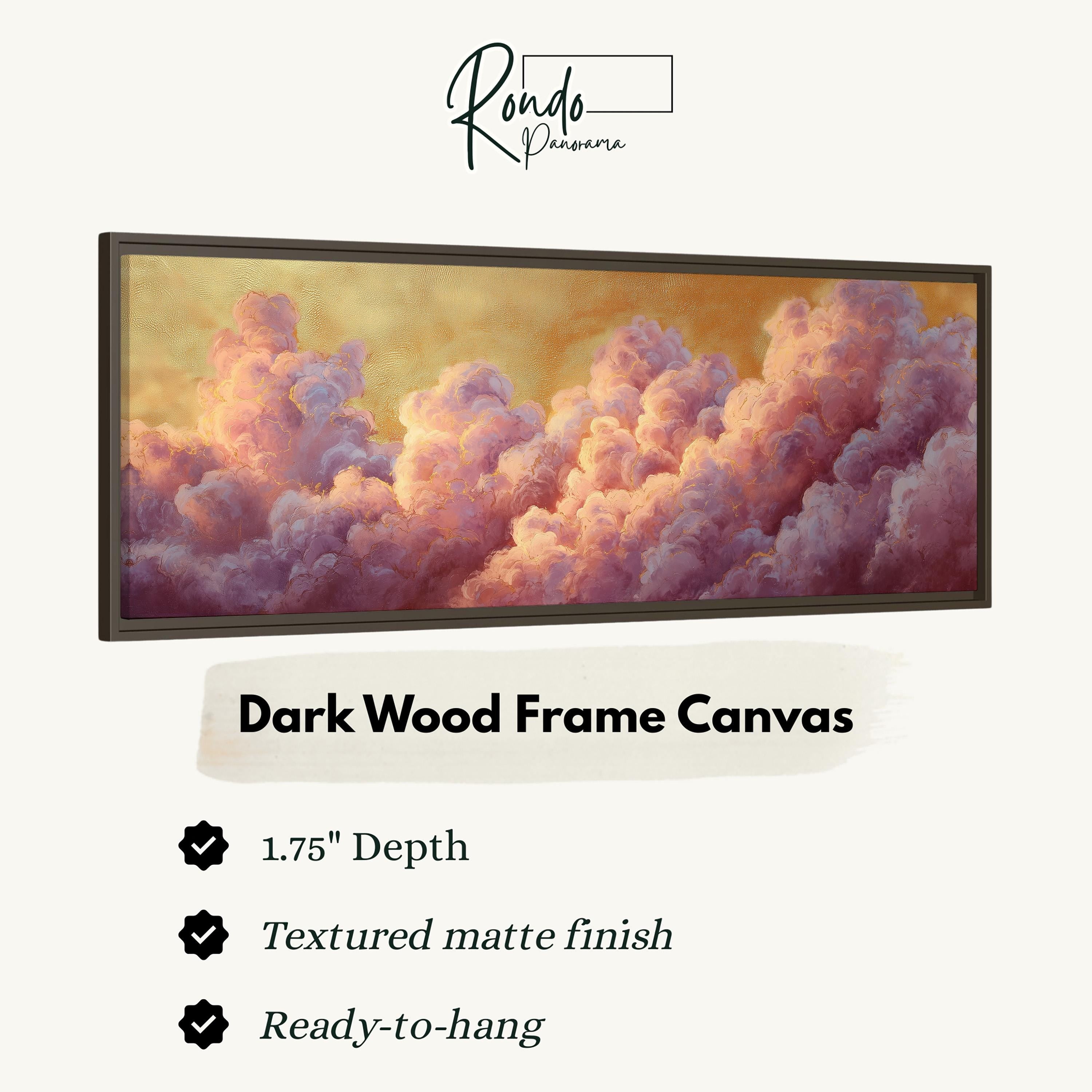 The image is a framed artwork depicting a painting of clouds in the sky.