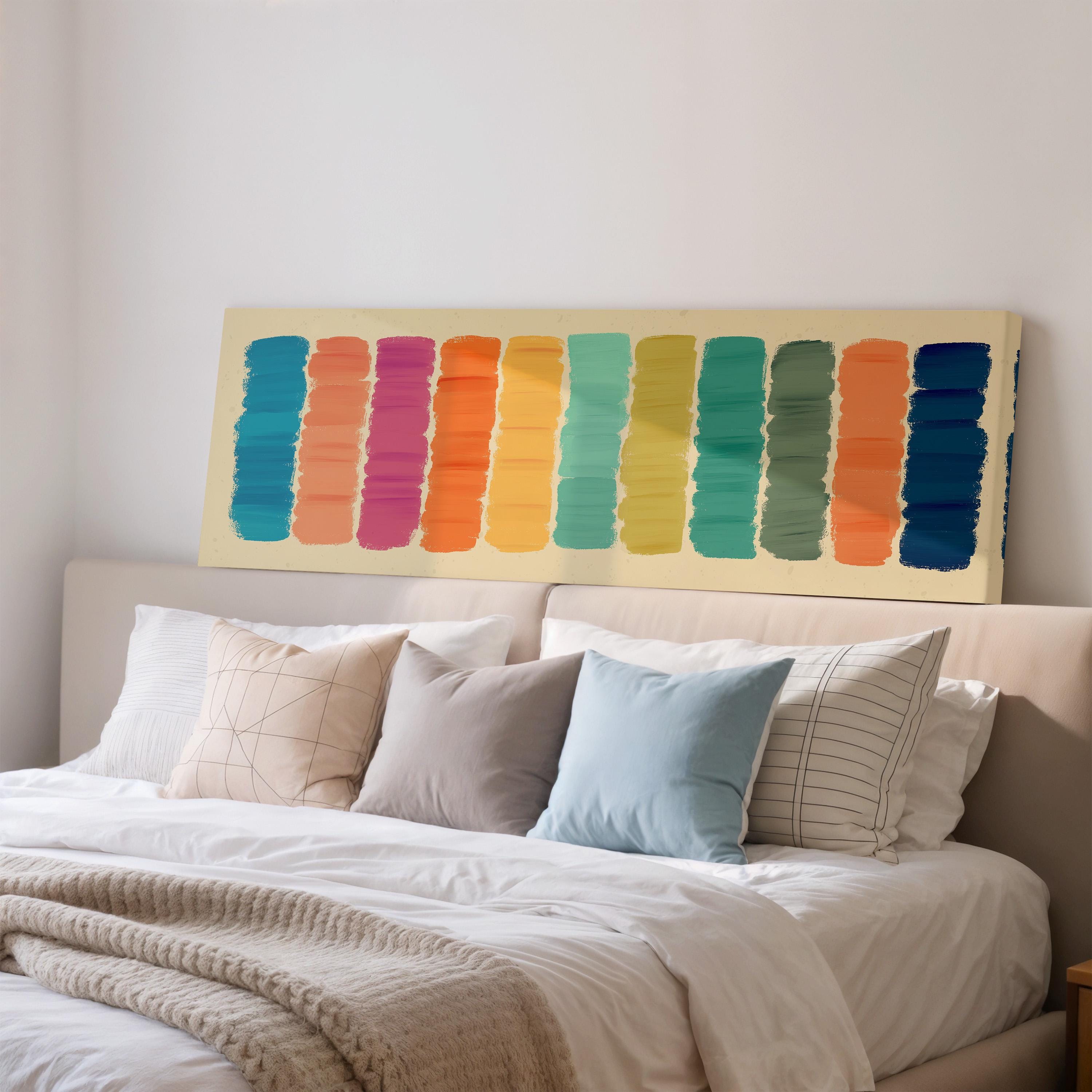 Colorful Stripes - Long Horizontal Panoramic Framed Canvas