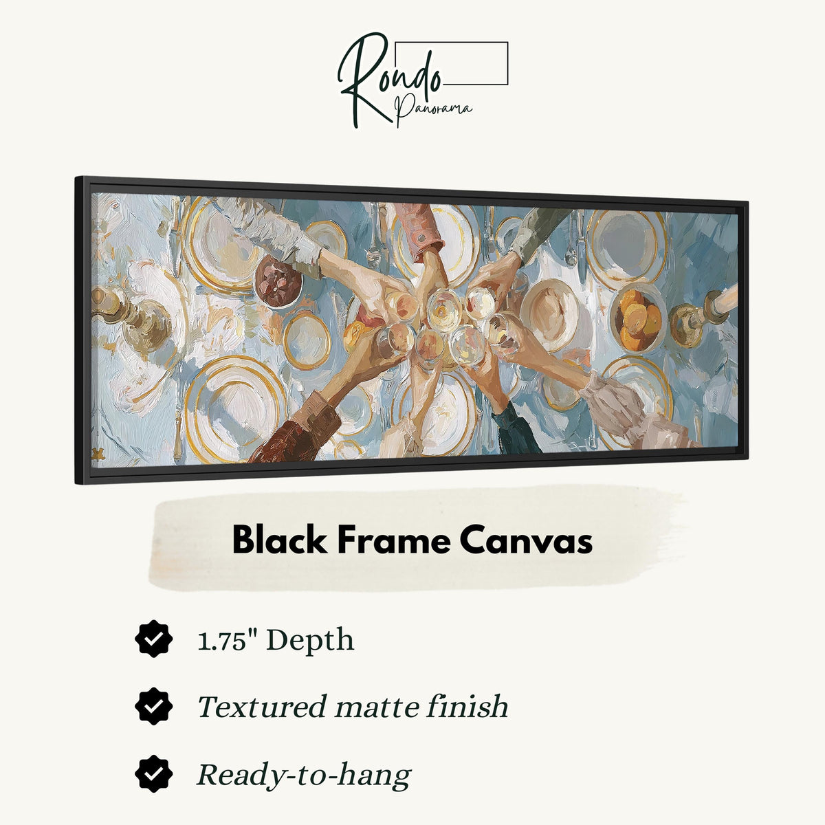 Elegant wine toast over a linen table canvas print in a black floating frame