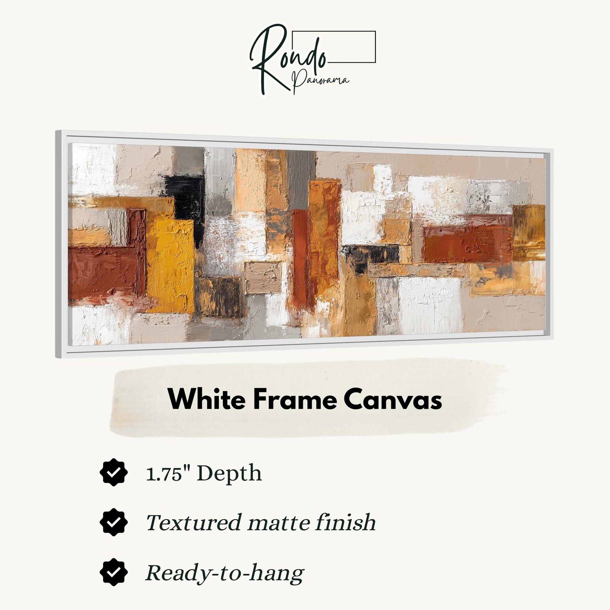 The image is a white frame canvas with a textured matte finish, measuring 1.75" in depth. It is ready to hang and has a textured matte finish.