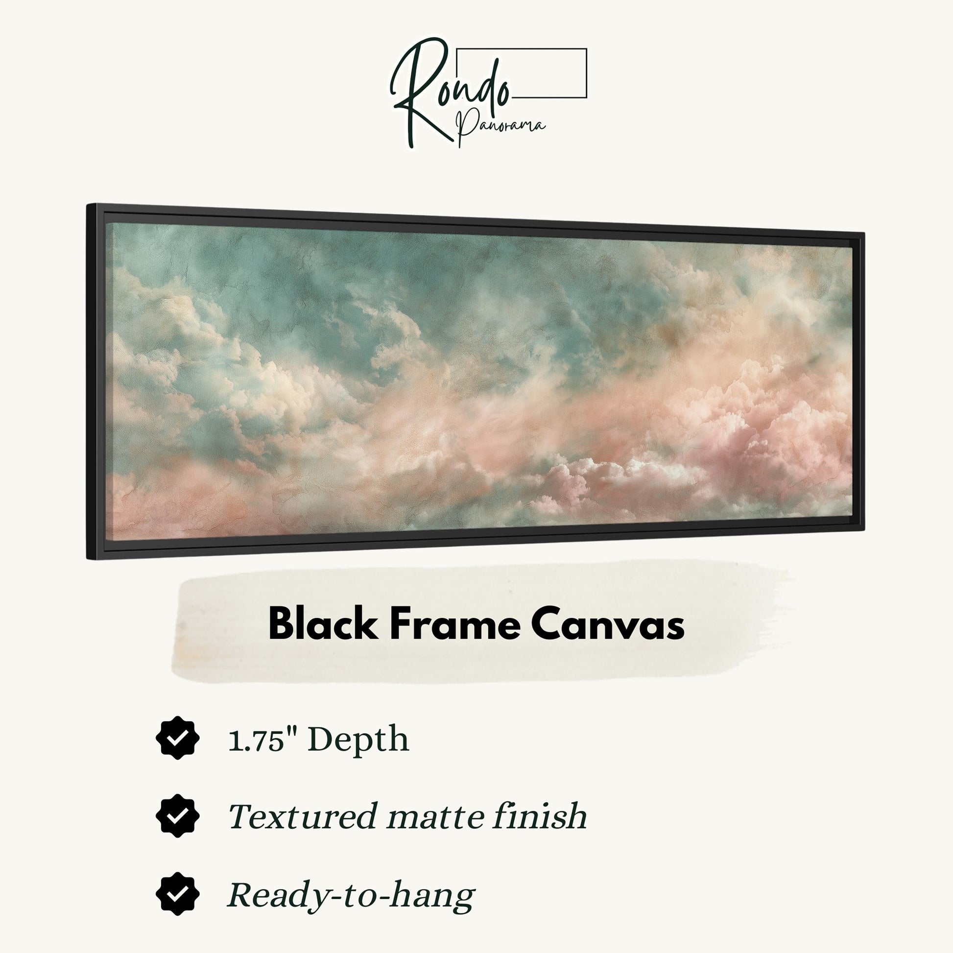 The image is a black frame canvas depicting a cloudy sky with a textured finish.