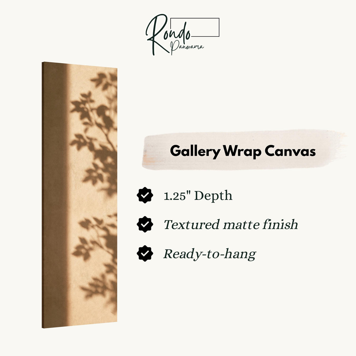 Leaf shadows on a warm tan wall gallery wrap canvas with the image wrapped around the edges