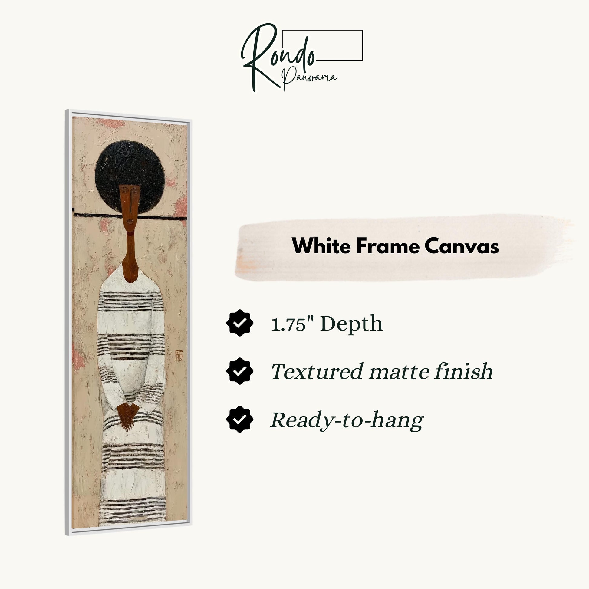 The image is a white frame canvas depicting a stylized figure with a striped dress.