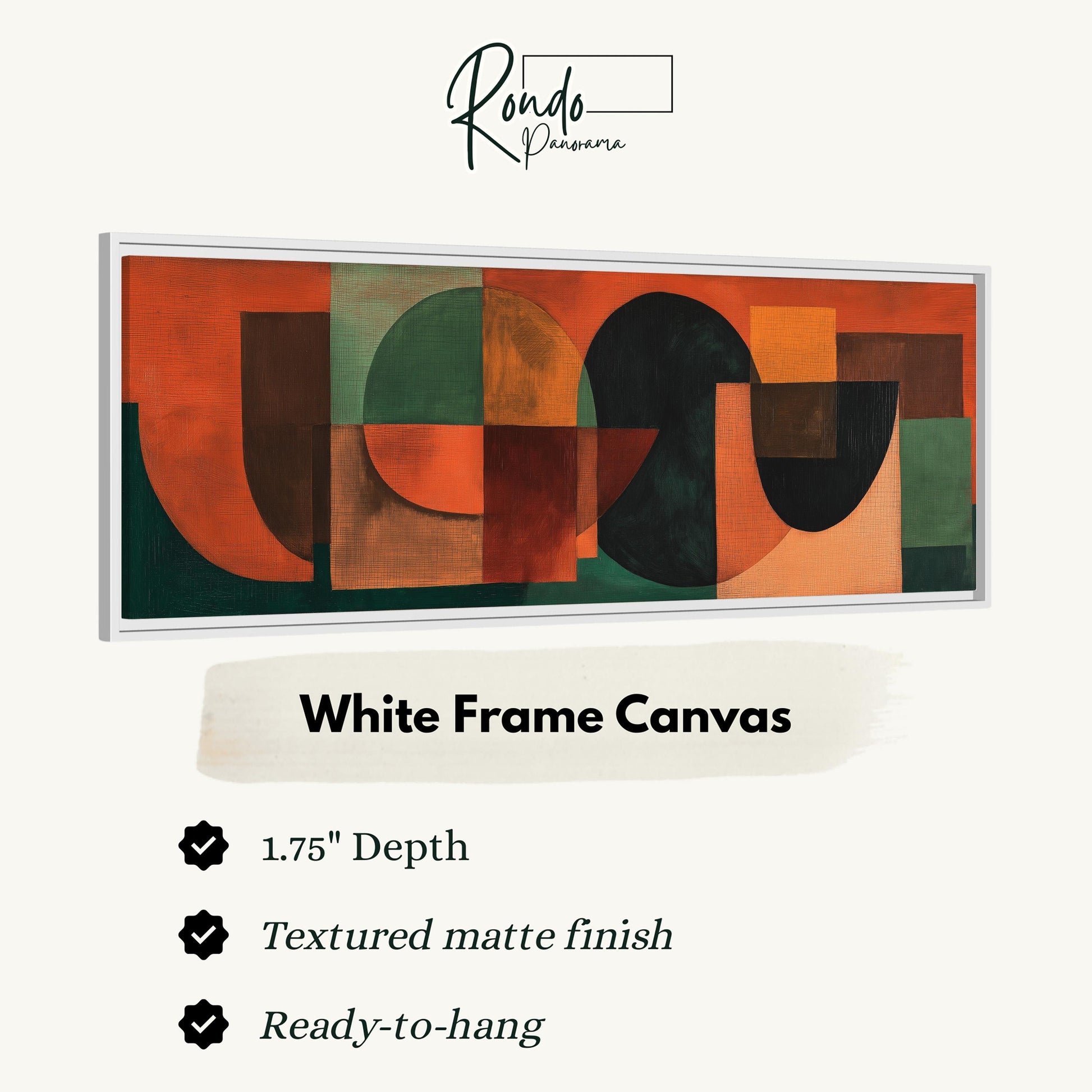 The image is a framed artwork with a white frame, featuring a textured matte finish and a 1.75" depth. The artwork is ready to hang and has a textured matte finish.