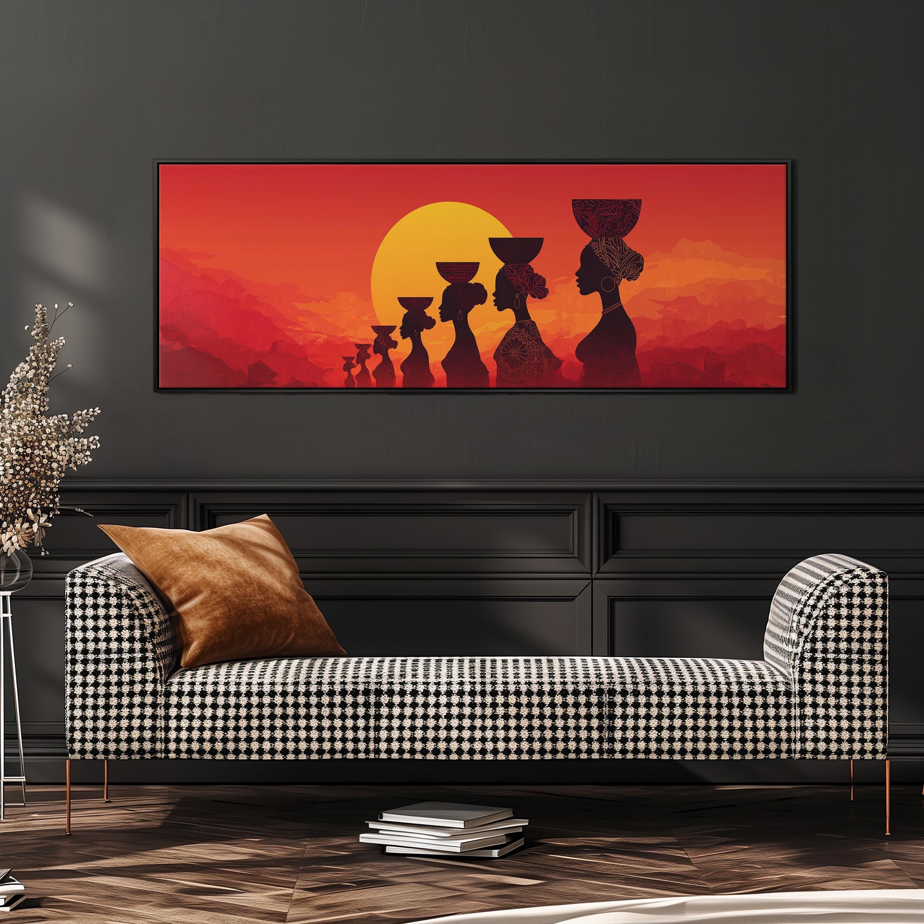 African Women Silhouette - Wide Panoramic Canvas Art