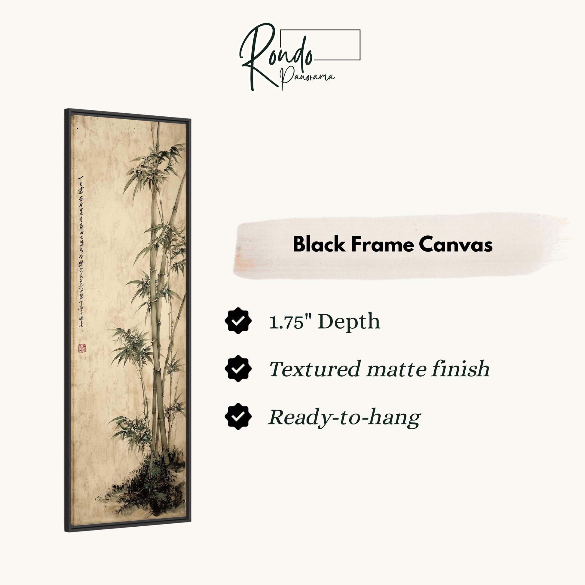 The image is a black frame canvas featuring a bamboo forest scene.