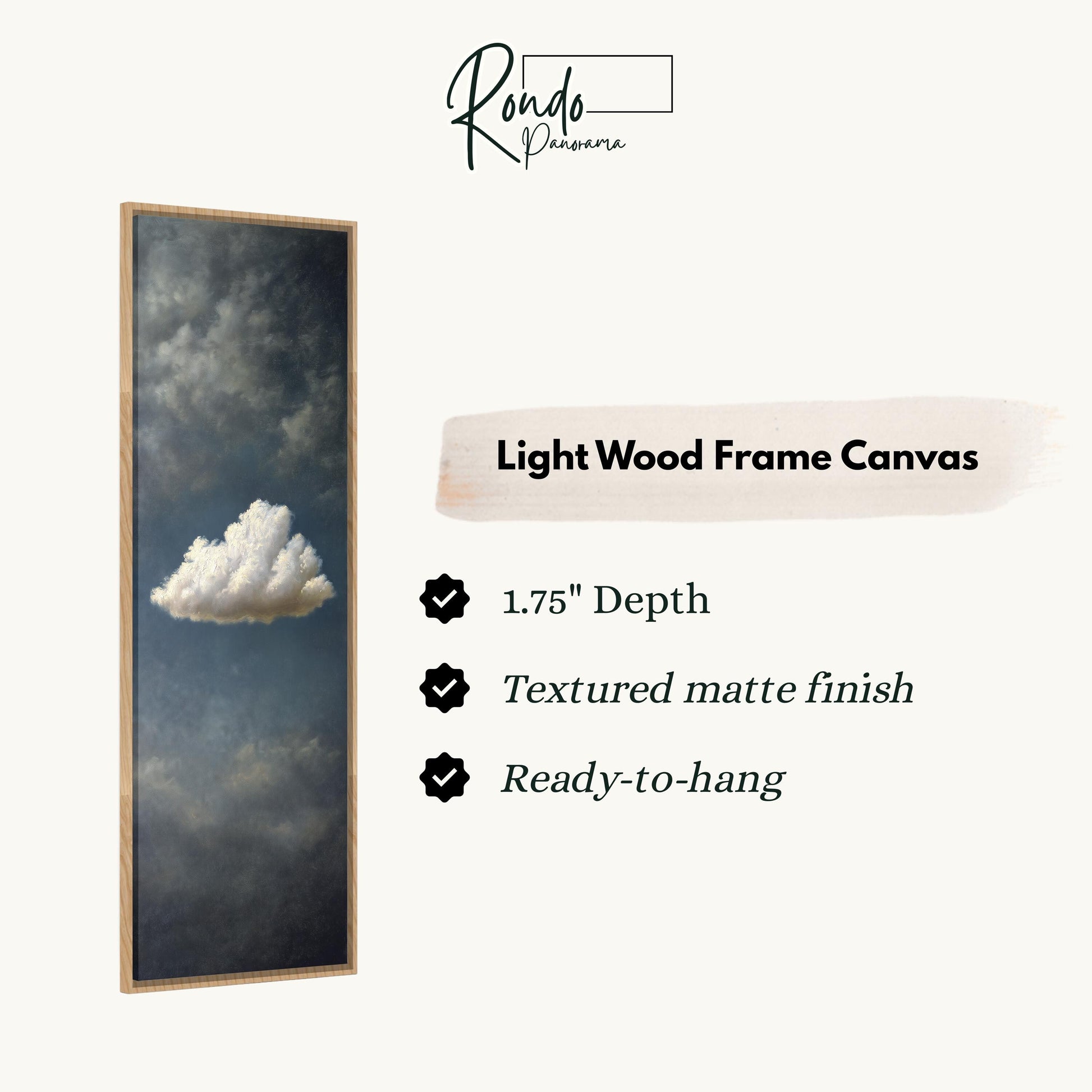 The image is a rectangular frame with a painting of a cloud on it.