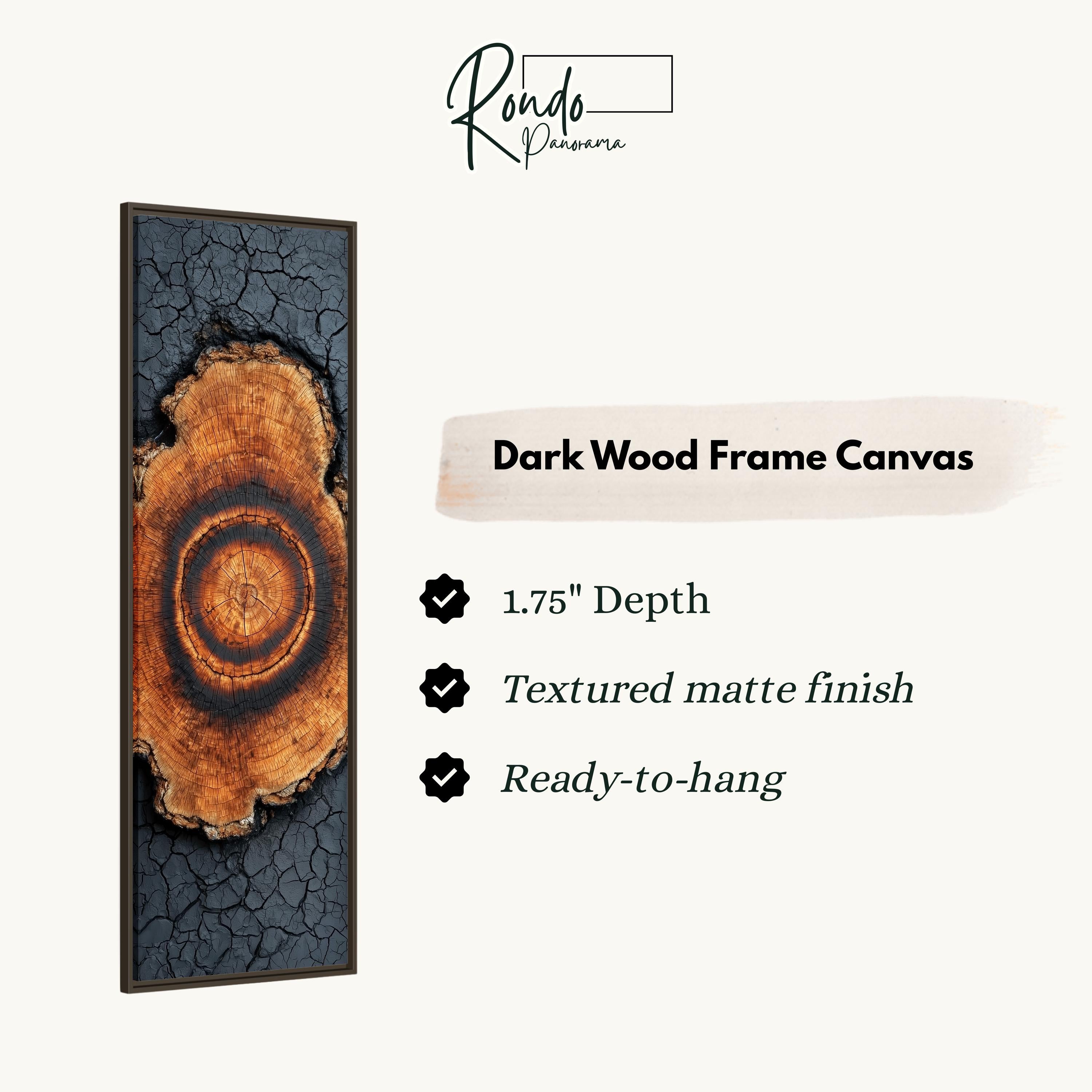 The image is a dark wood frame canvas with a textured matte finish, and it is ready to hang.
