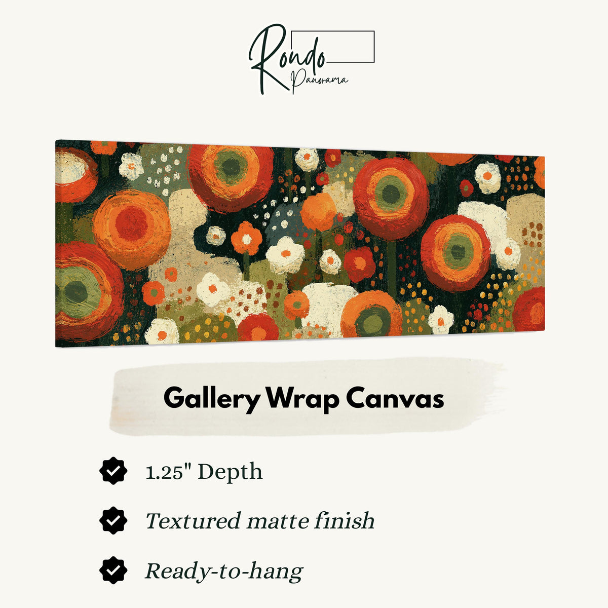 Concentric poppy rings gallery wrap canvas with the image wrapped around the edges