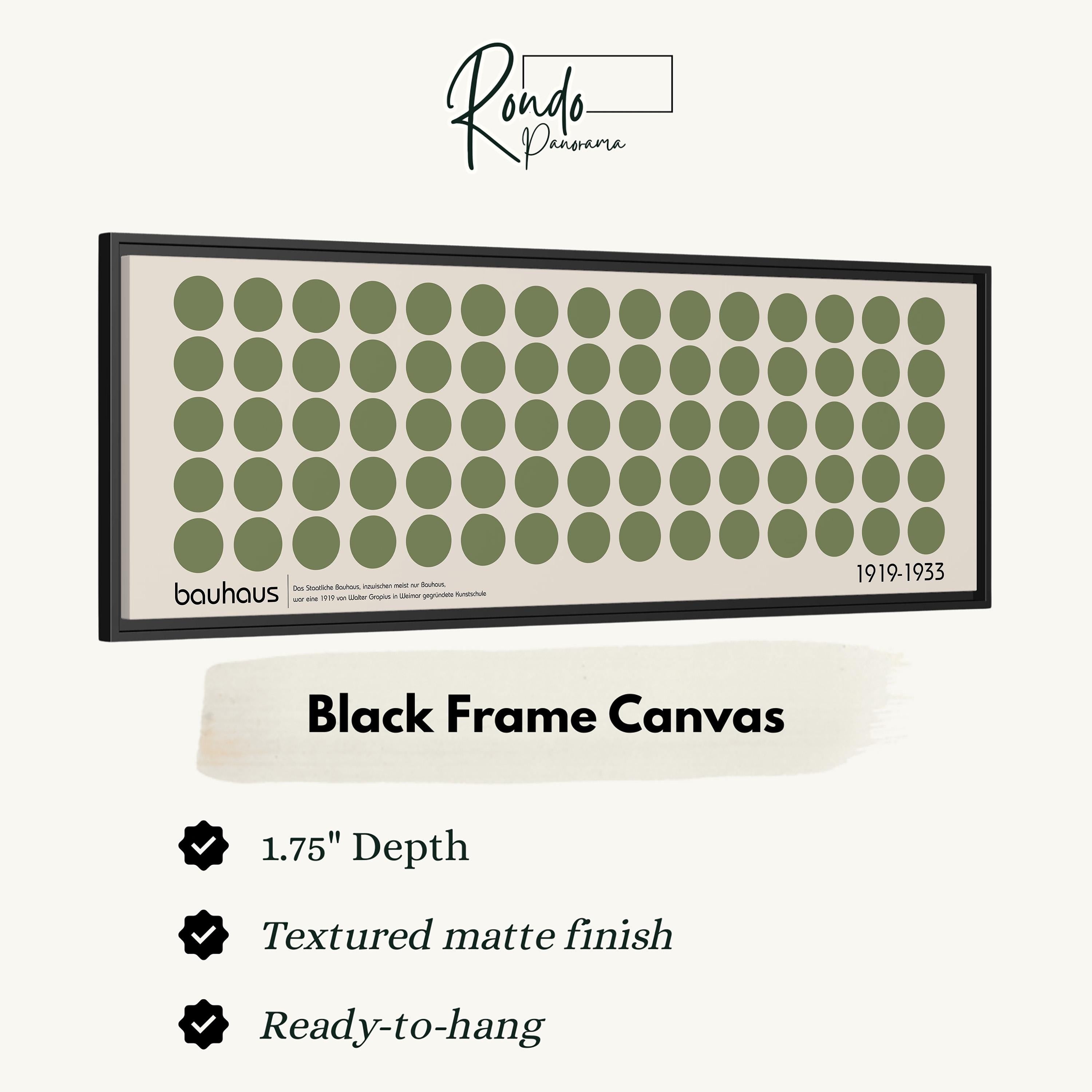 The image is a black frame canvas with a repeating pattern of green circles.