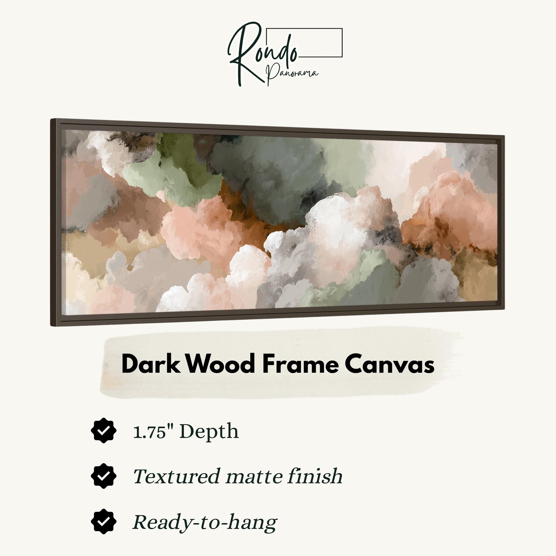 The image is a framed artwork depicting a cloudy sky with a textured finish.