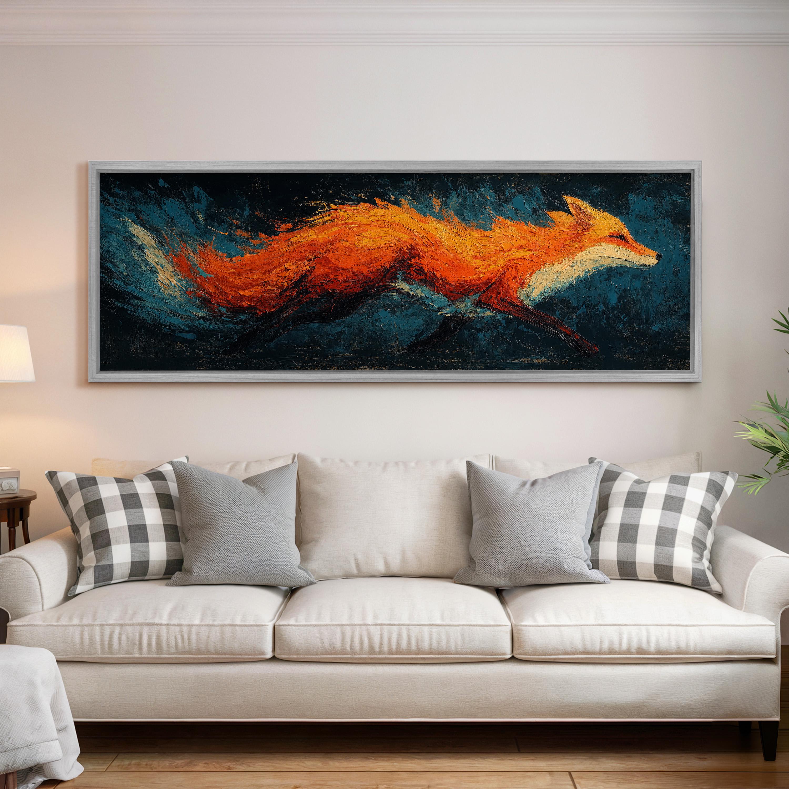 Abstract Fox Art - Wide Panoramic Canvas