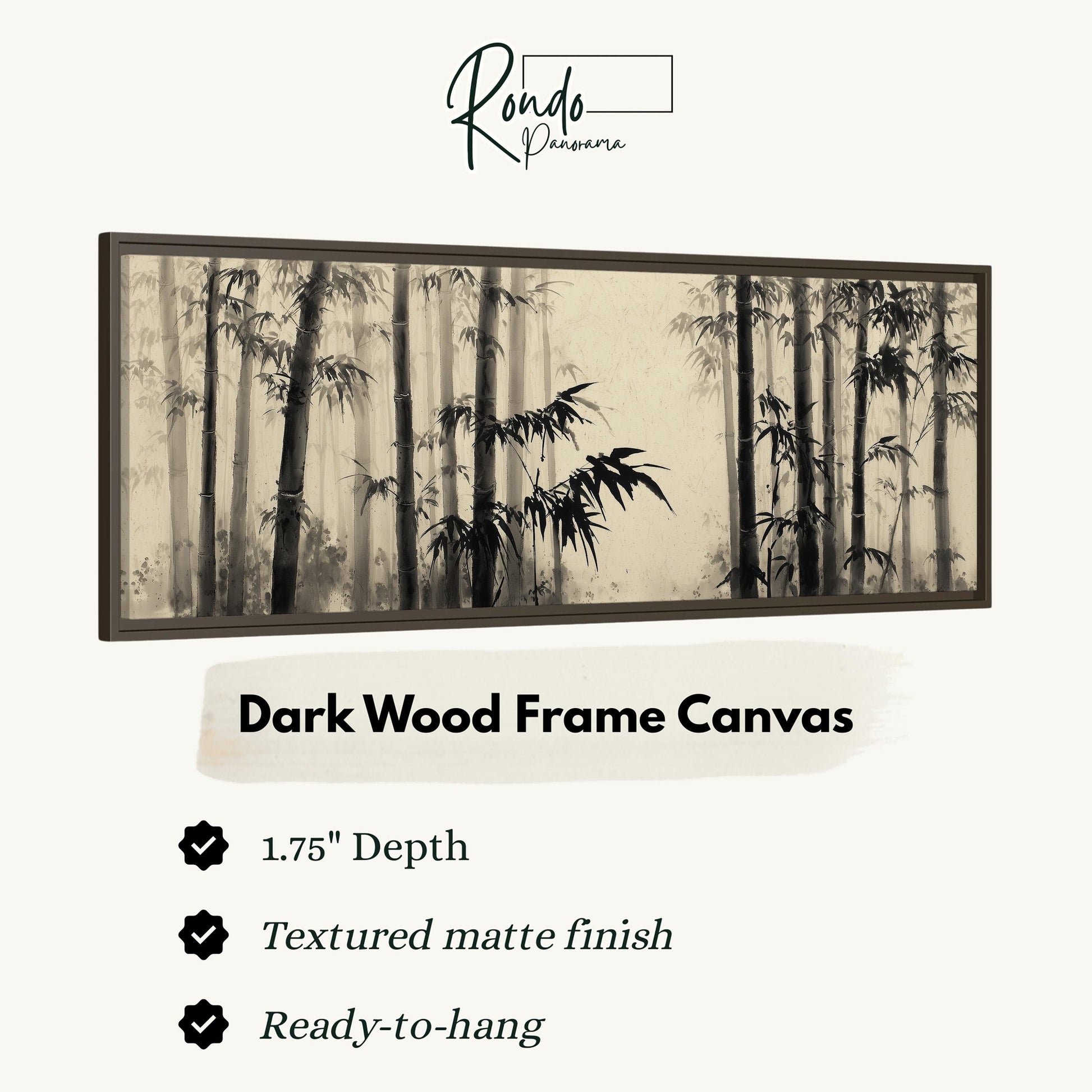 The image is a framed artwork depicting a bamboo forest with a textured matte finish.