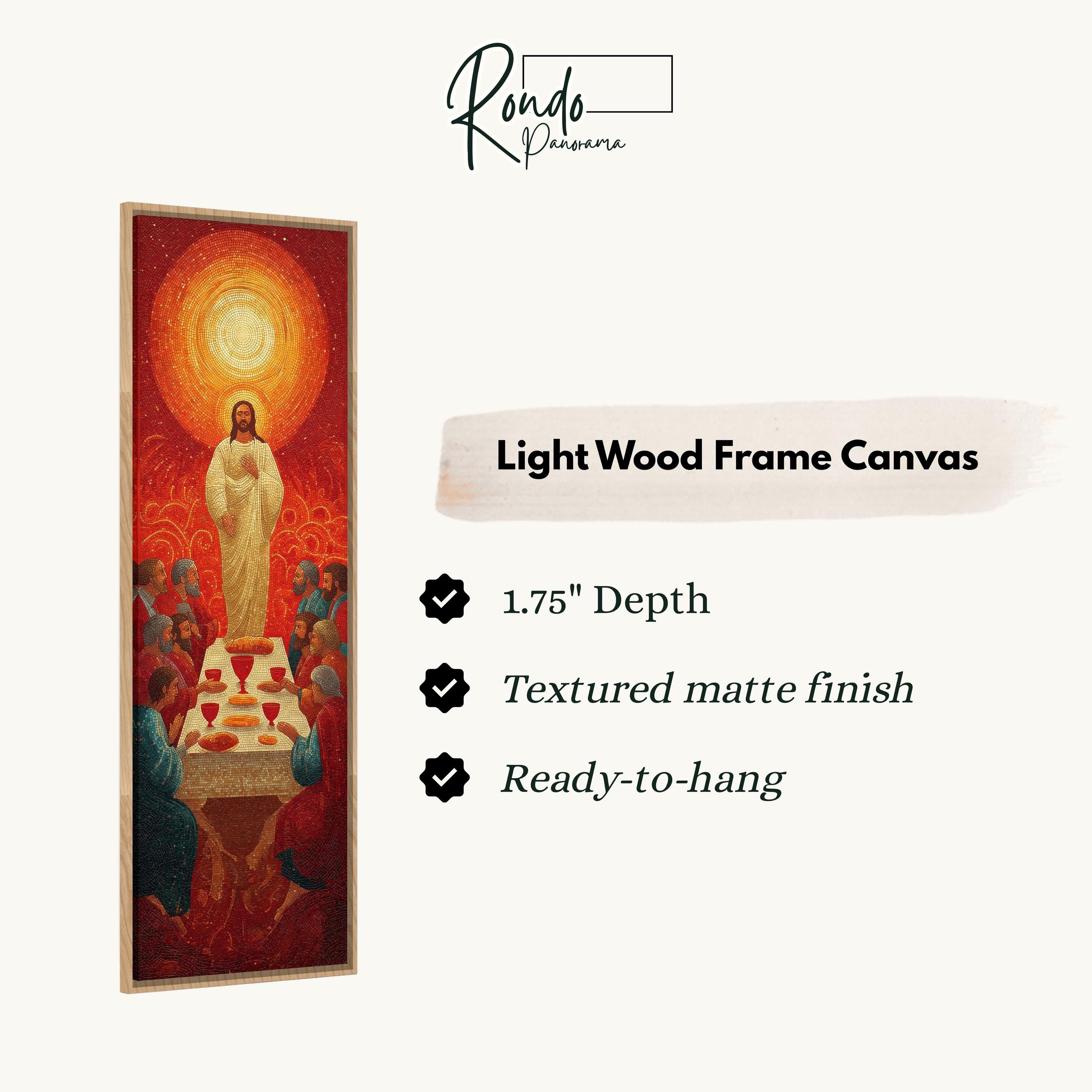 The image is a rectangular frame canvas depicting a religious scene with Jesus Christ surrounded by people.