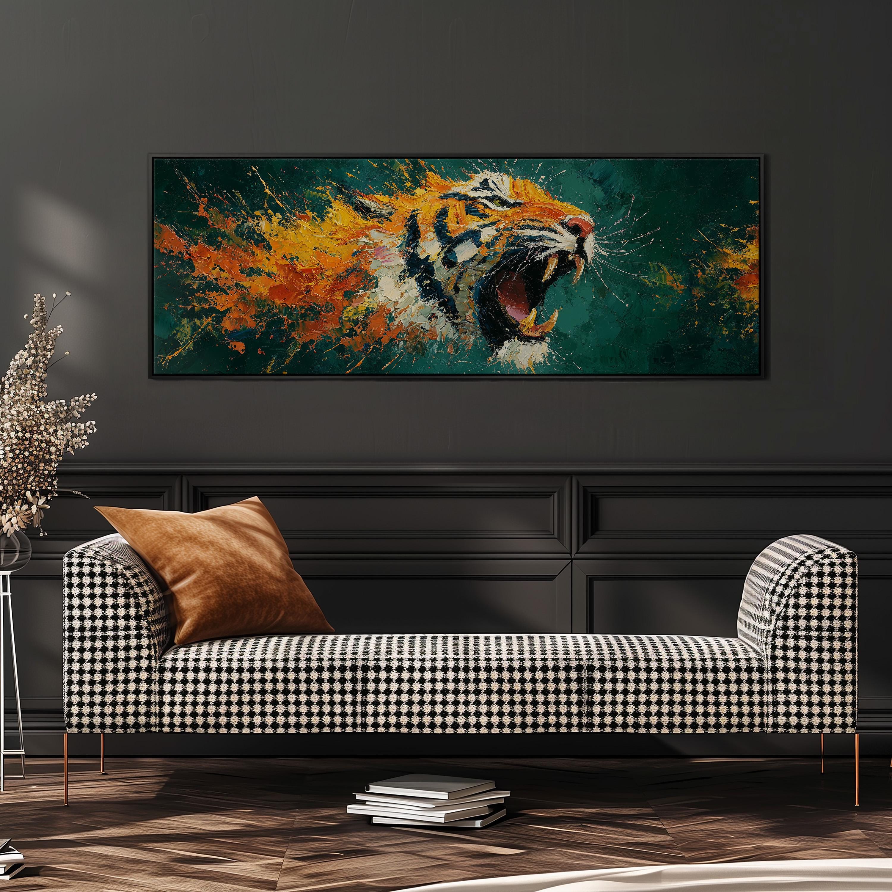 Abstract Roaring Tiger - Orange and Blue Art
