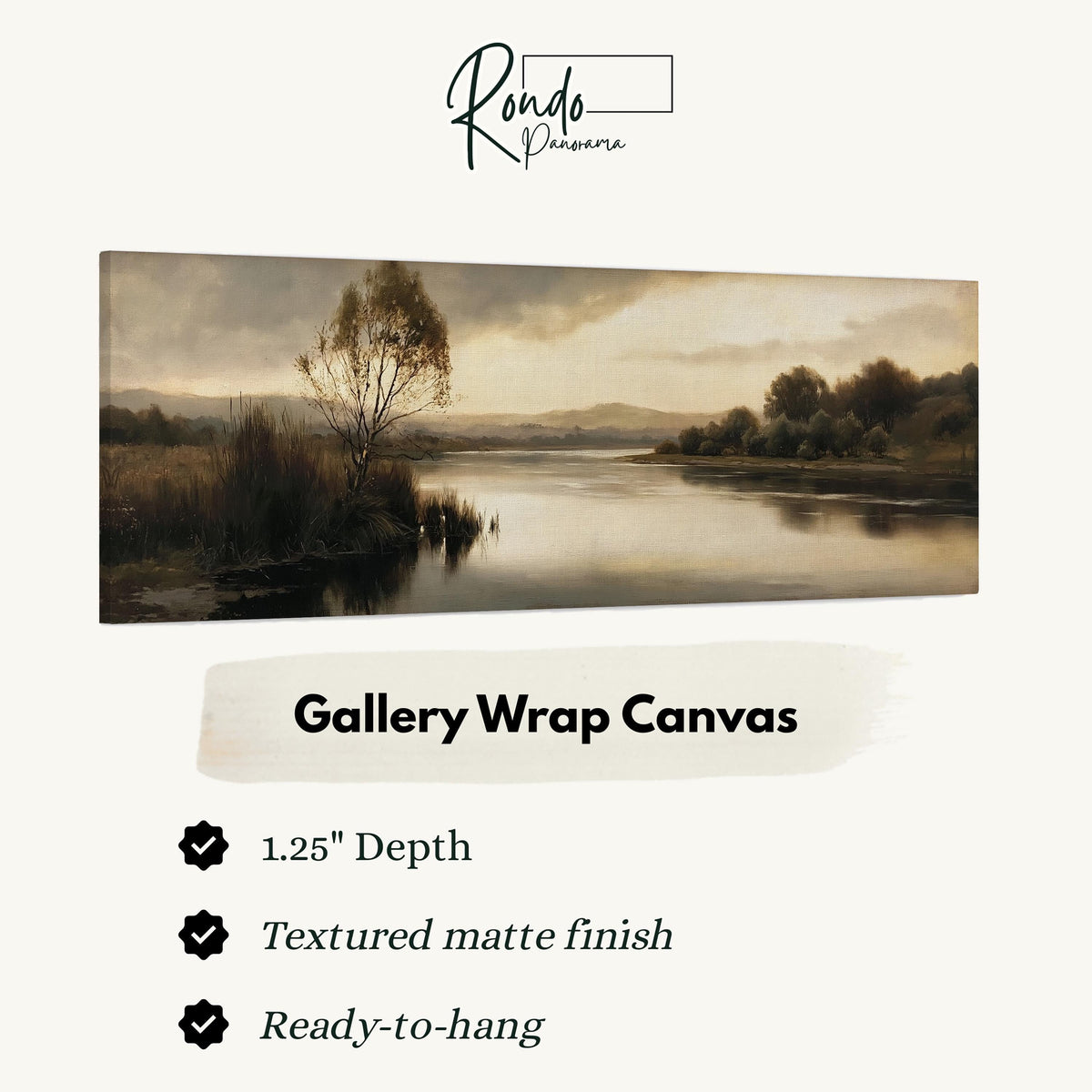 Misty river reflection at dusk gallery wrap canvas with the image wrapped around the edges