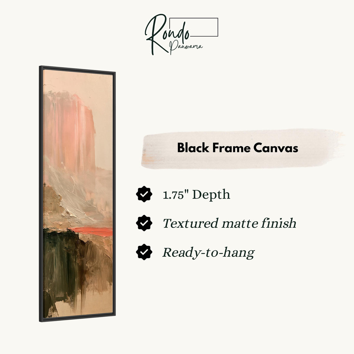 Abstract desert mesa and red river canvas print in a black floating frame