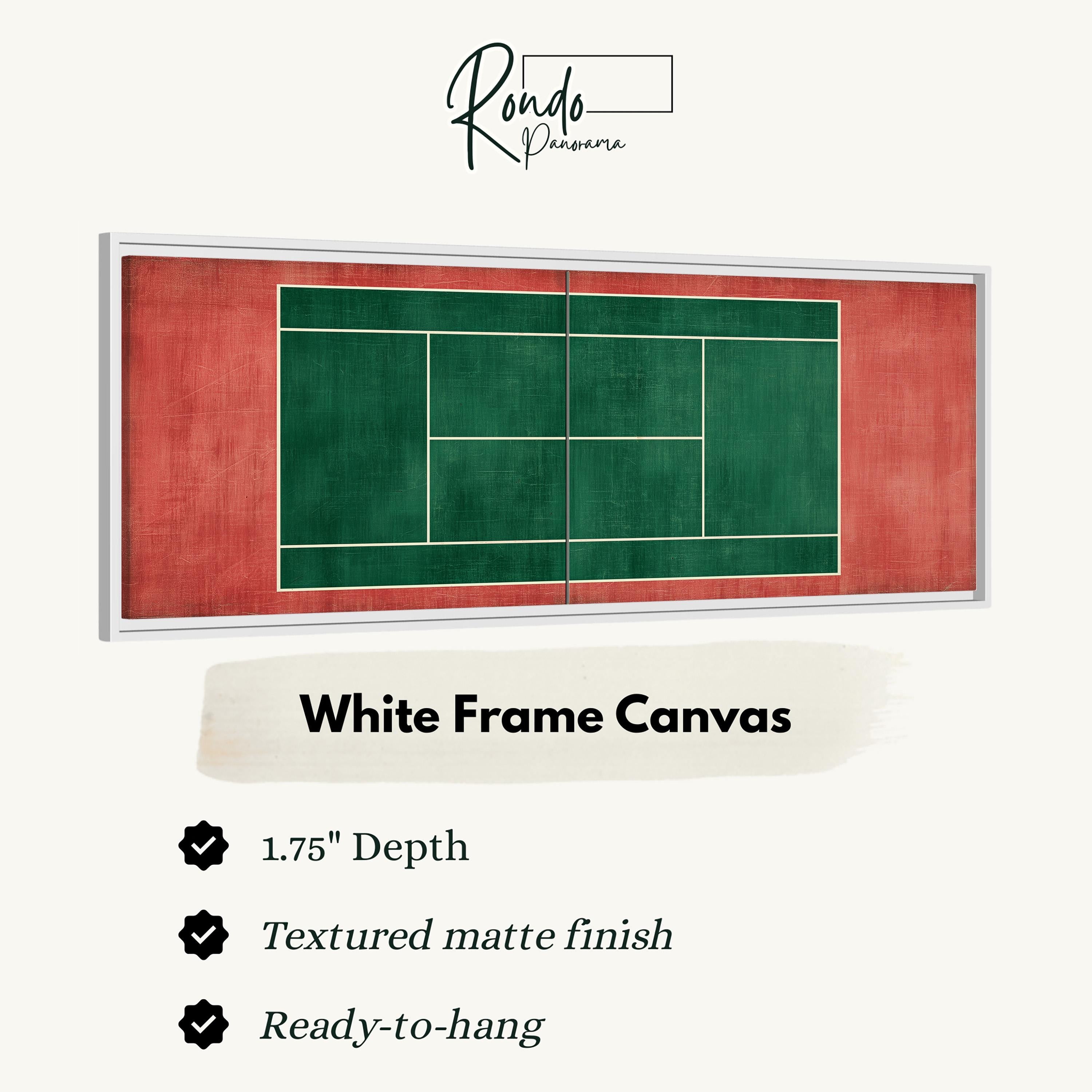 a white frame canvas with a tennis court painted on it.
