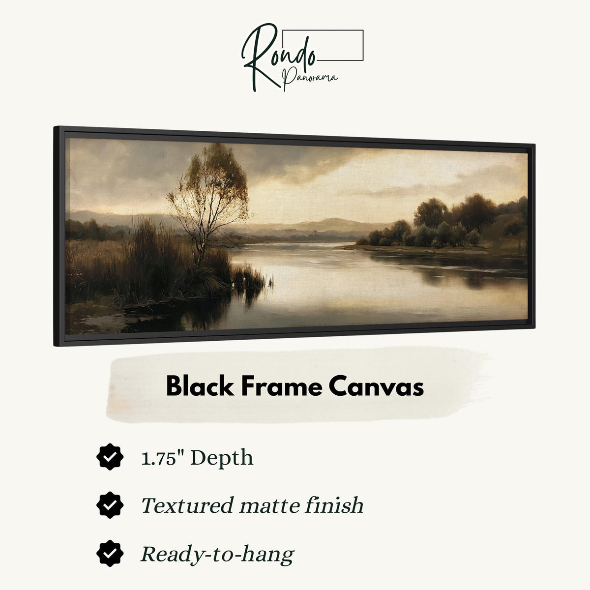 Misty river reflection at dusk canvas print in a black floating frame