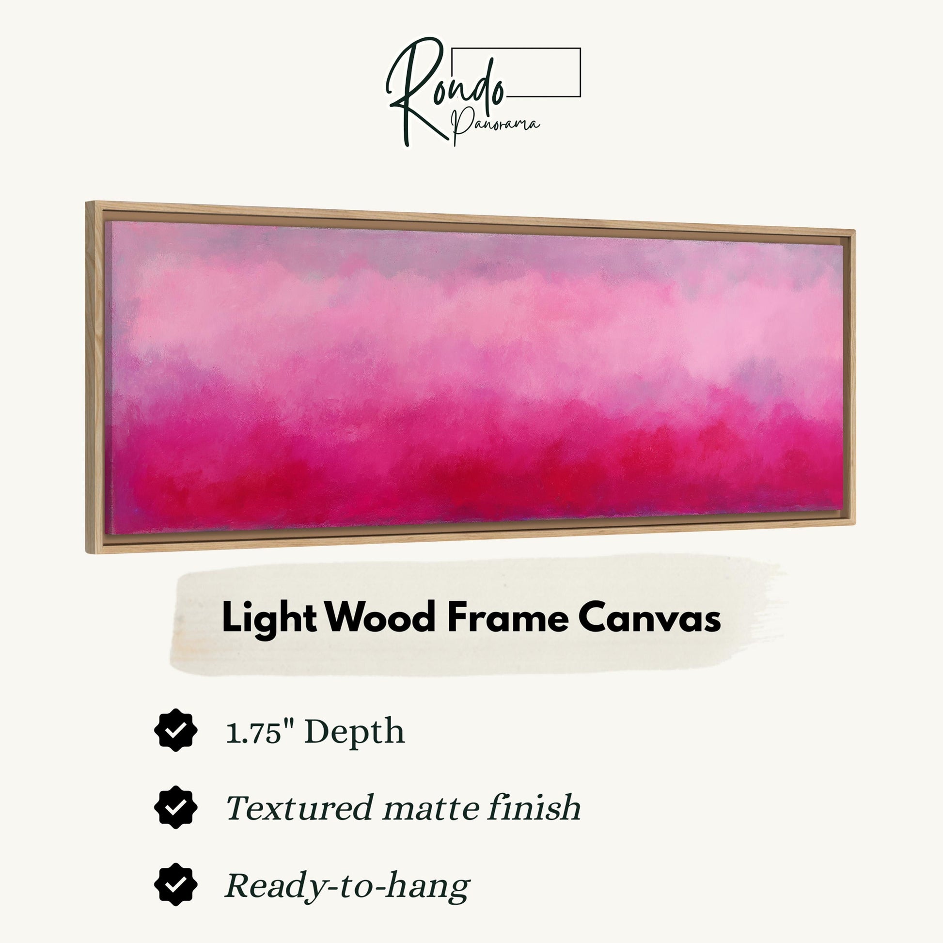 a light wood frame canvas with a pink and purple gradient background.