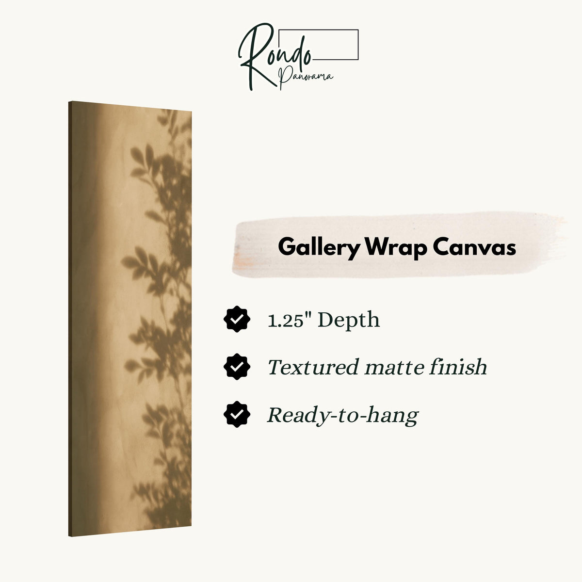 Eucalyptus leaf shadow on a sepia wall gallery wrap canvas with the image wrapped around the edges