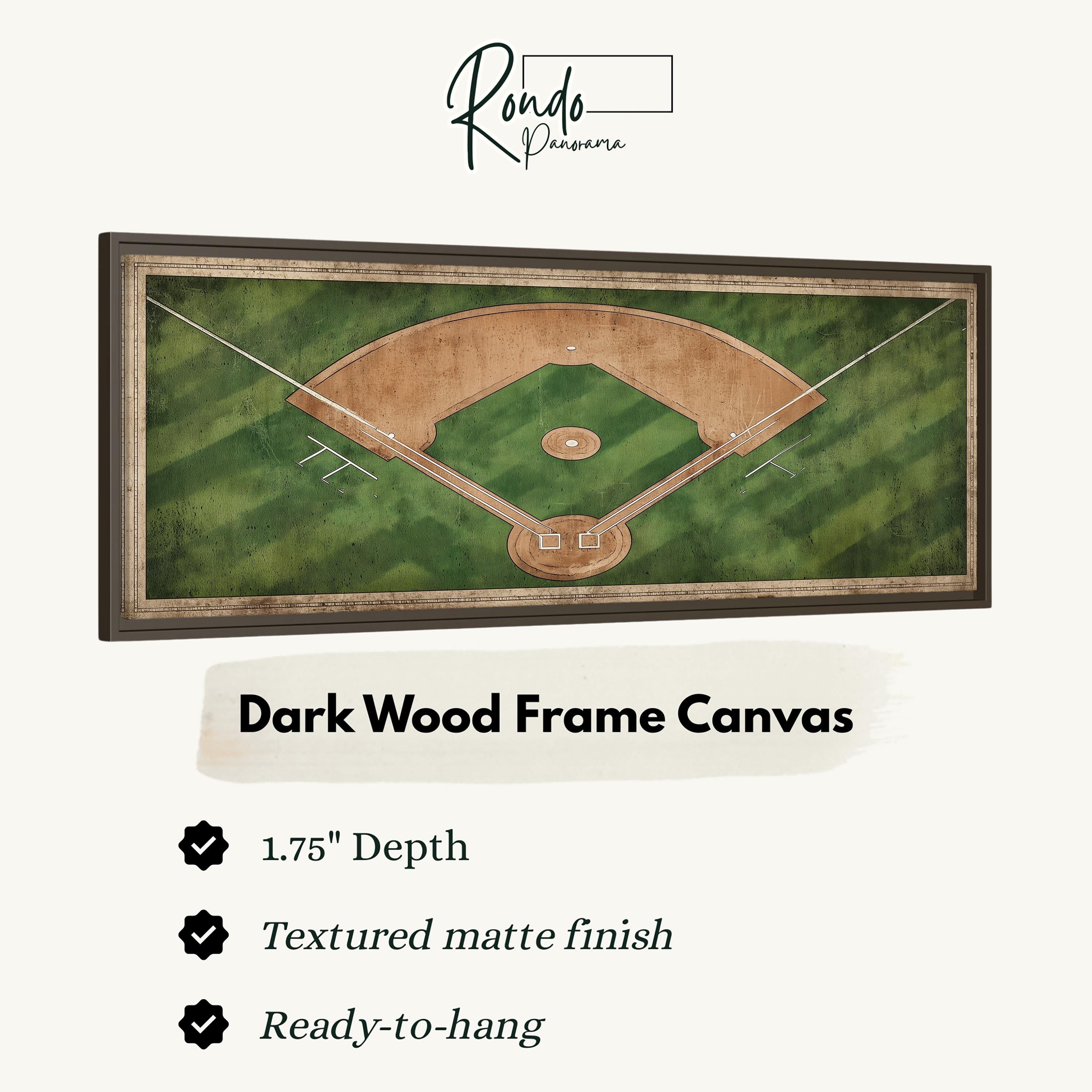 The image is a framed canvas depicting a baseball field.