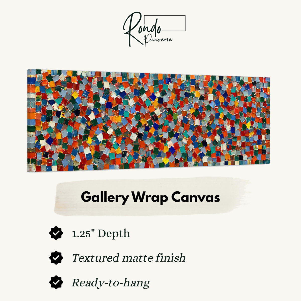 Colorful confetti mosaic squares gallery wrap canvas with the image wrapped around the edges