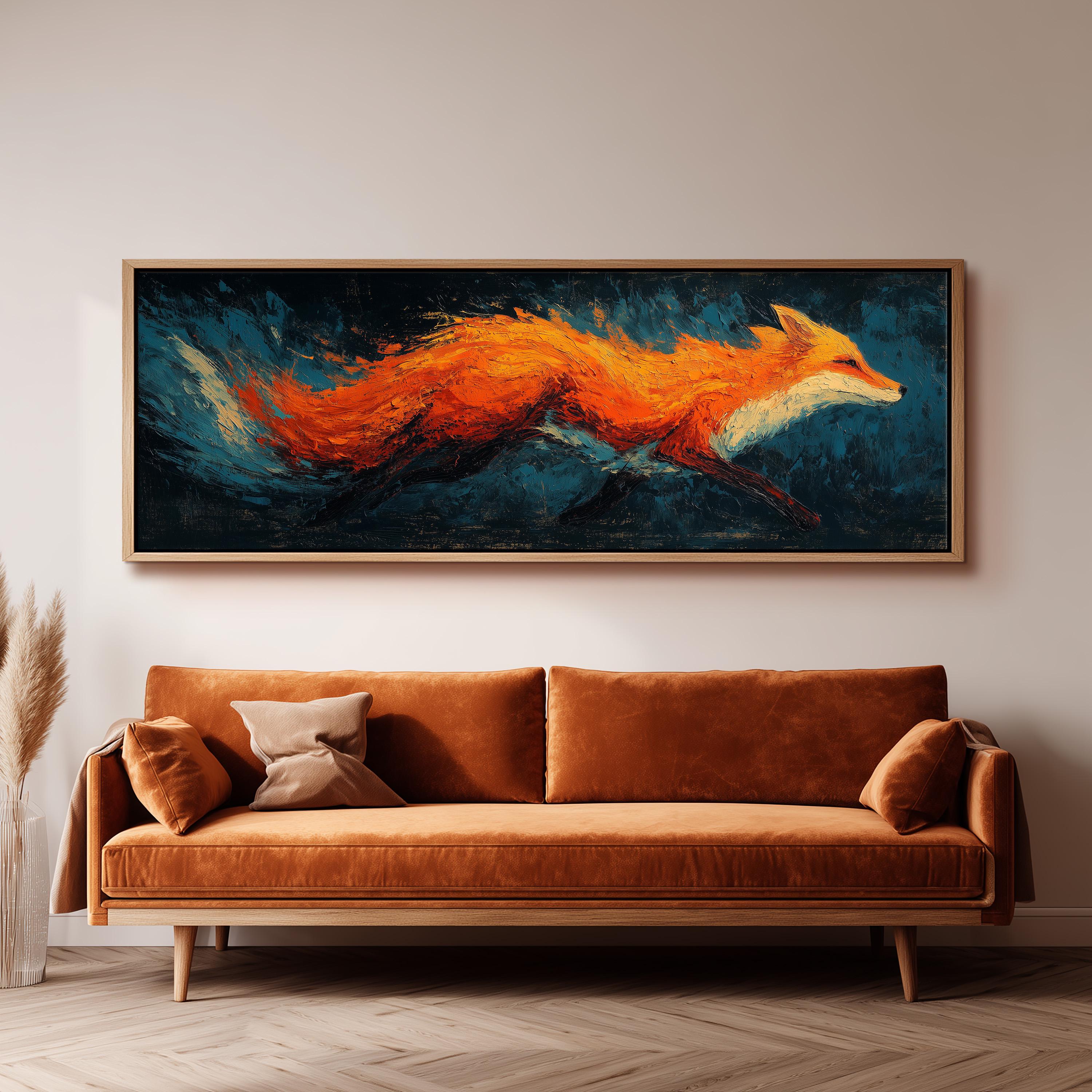 Abstract Fox Art - Wide Panoramic Canvas