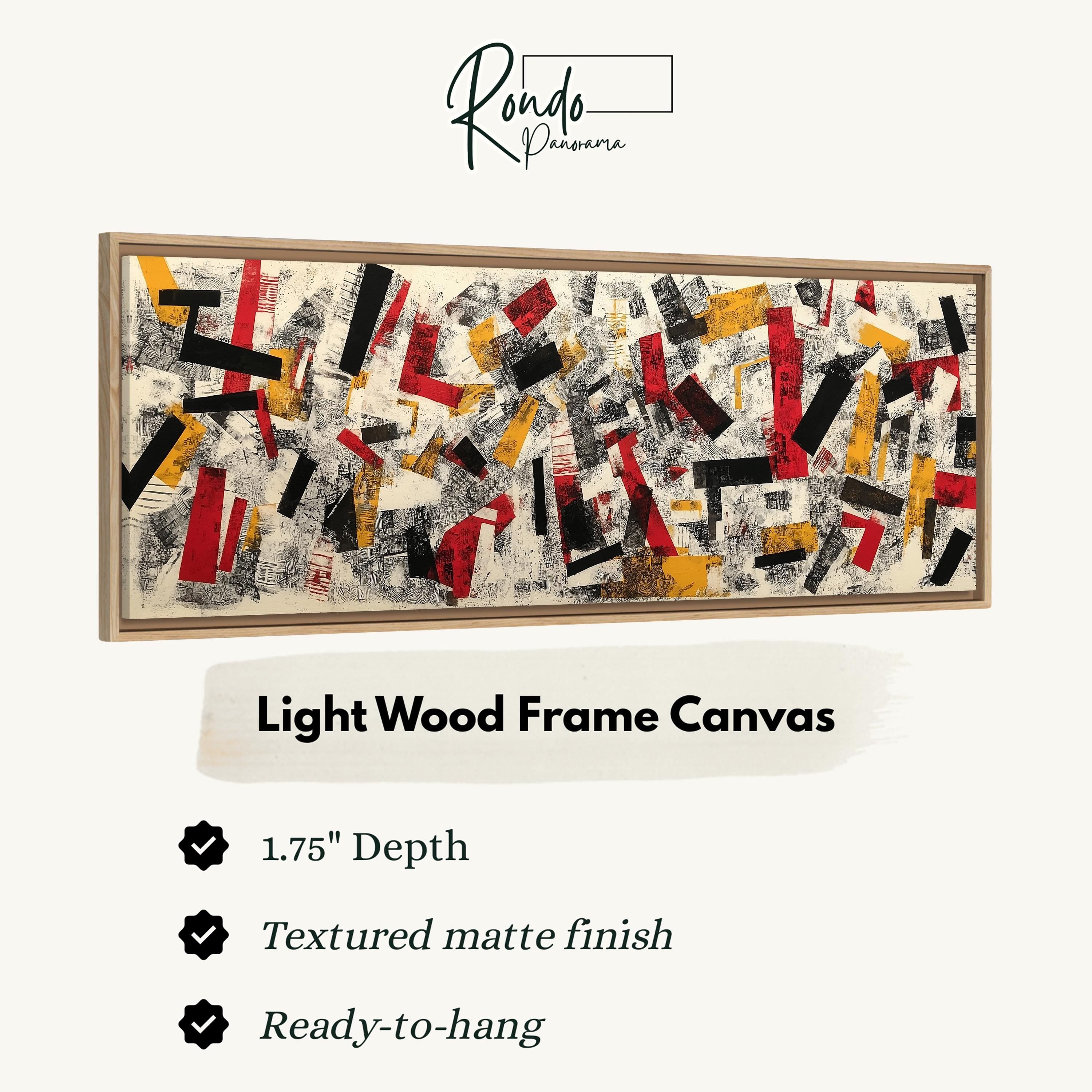 The image is a framed artwork with a textured matte finish, featuring a light wood frame. The artwork is described as a "Light Wood Frame Canvas" with a 1.75" depth and a "Textured matte finish". The artwork is ready to hang.