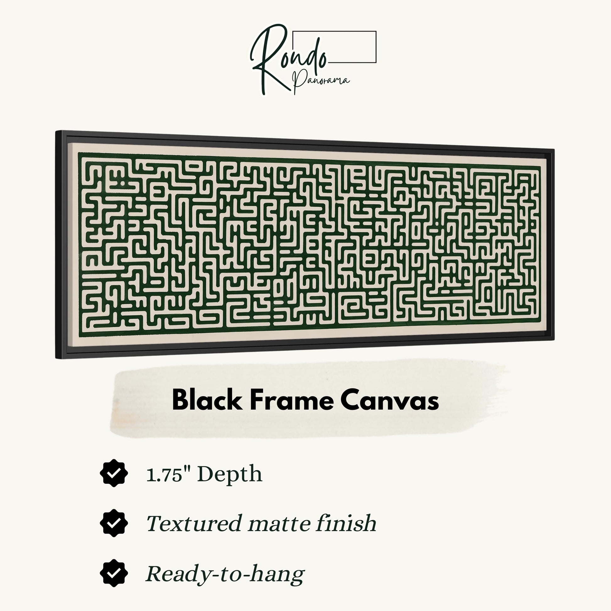 a black frame canvas with a detailed maze pattern on it.