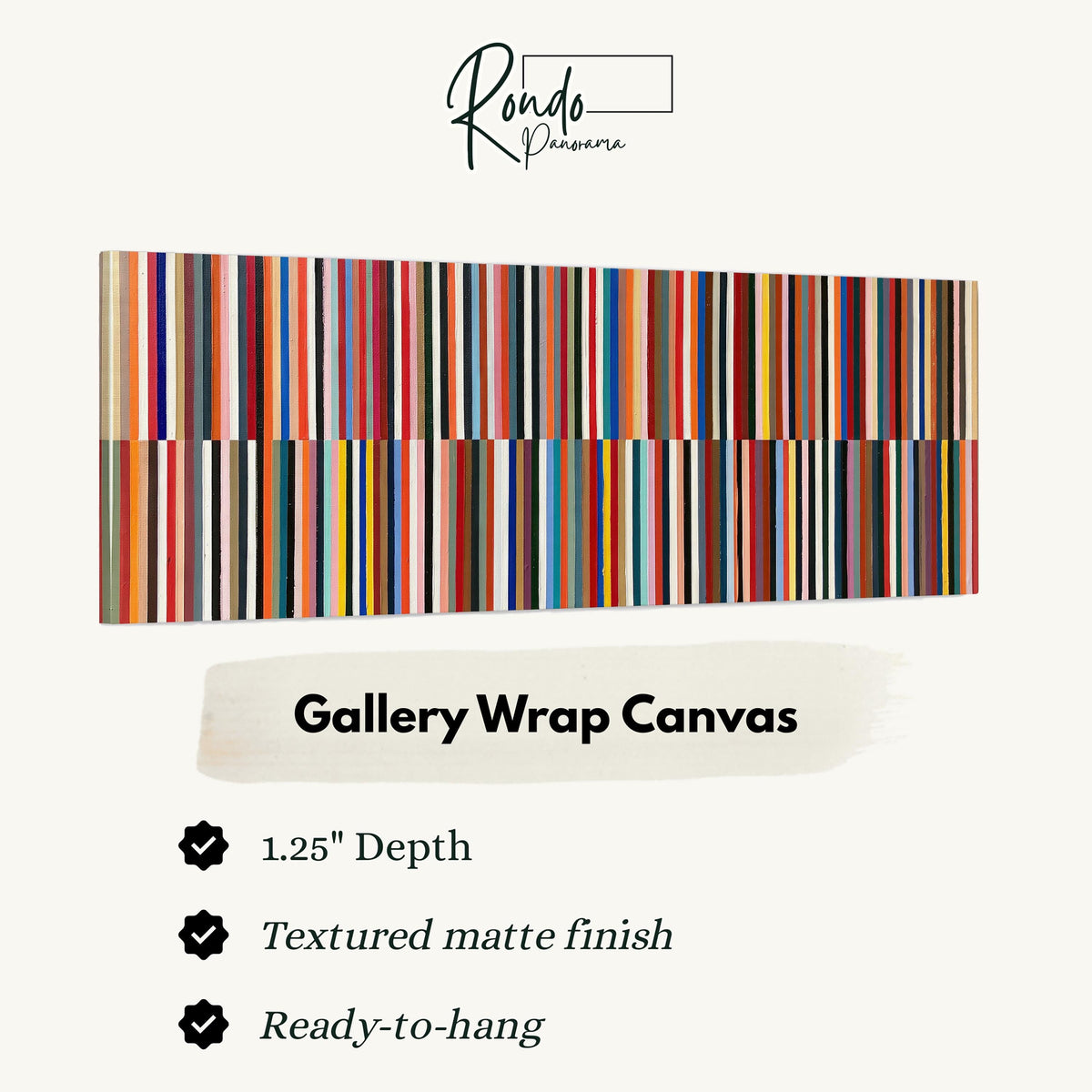 Two bands of colorful stripes gallery wrap canvas with the image wrapped around the edges