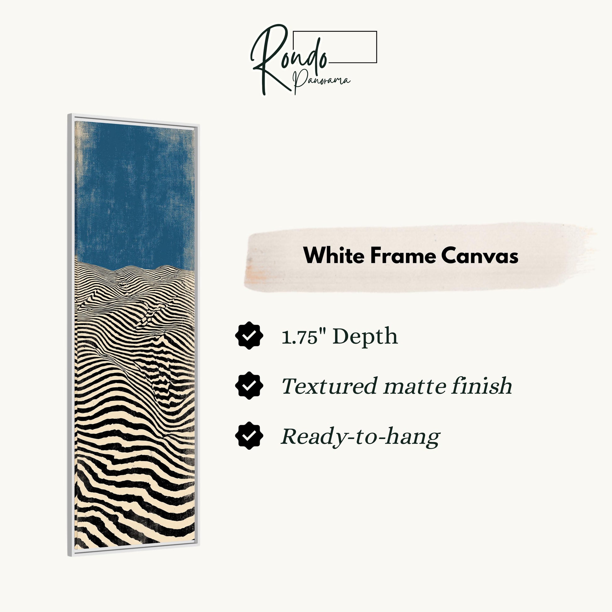 The image is a white frame canvas with a black and white striped pattern.